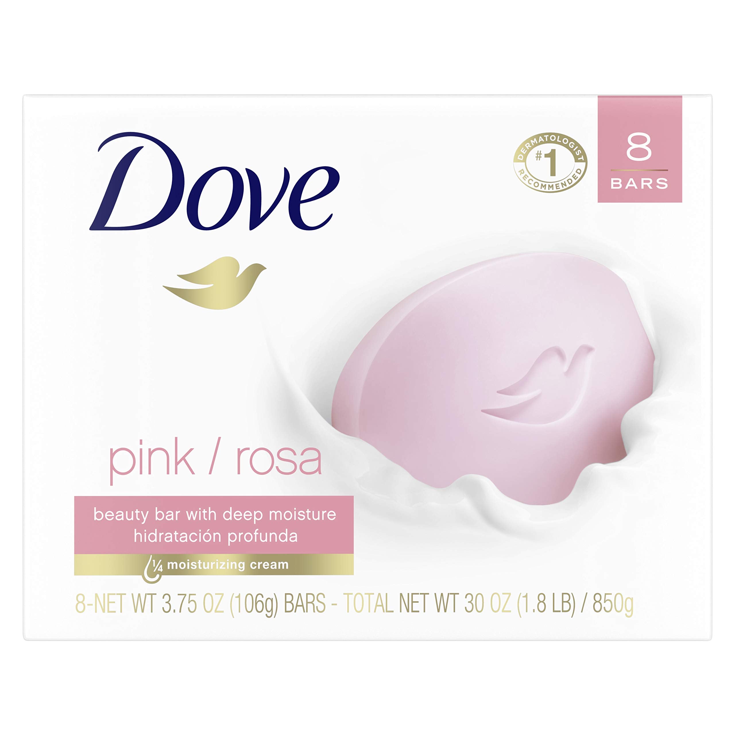 Dove Beauty Bar, Pink 4 oz, 8 Bar