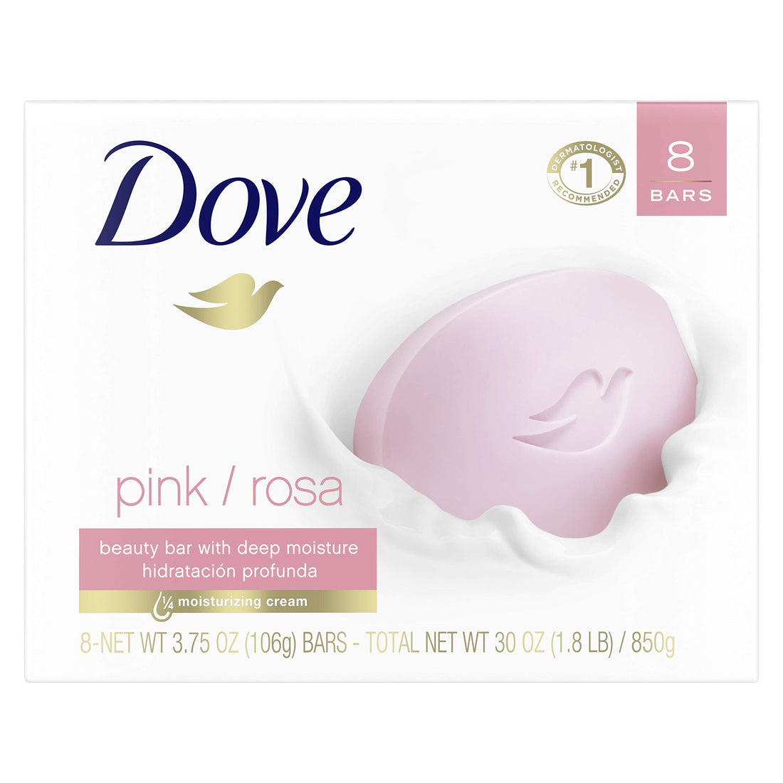 Dove Beauty Bar, Pink 4 oz, 8 Bar