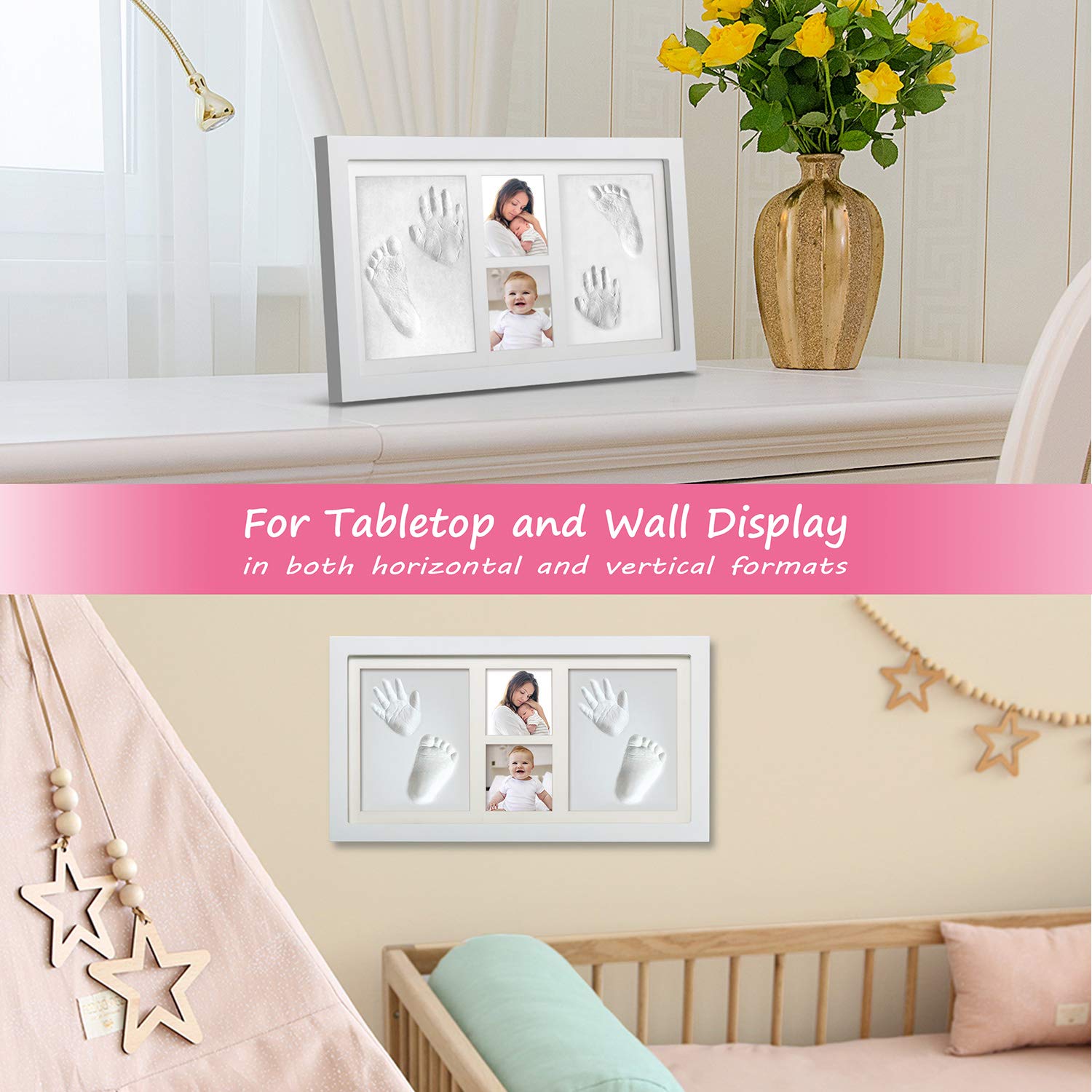 Baby Hand & Footprint Kit - Nursery Memory Art Frames, 1200 Grams of Clay - Best Shower Gift for Newborns & Twins