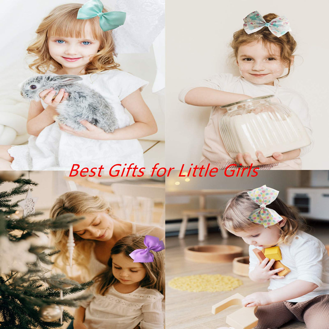 Eyegla Hair Bows For Girls 5 Inch Bow Hair Clips Girl Hair Bows For Hair Grosgrain Ribbon Hair Accessories Pack of 12 Color