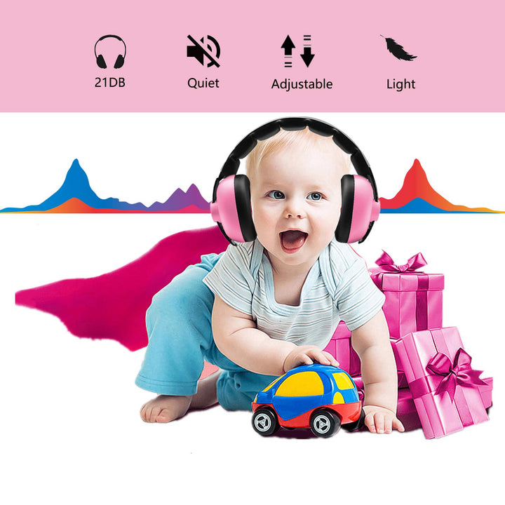 Baby Noise Cancelling Headphones,Baby Ear Protection Ear-Muffs for Newborns Infants and Toddlers, Baby Headphones Noise Reduction for Sleeping Airplanes Fireworks (Pink)