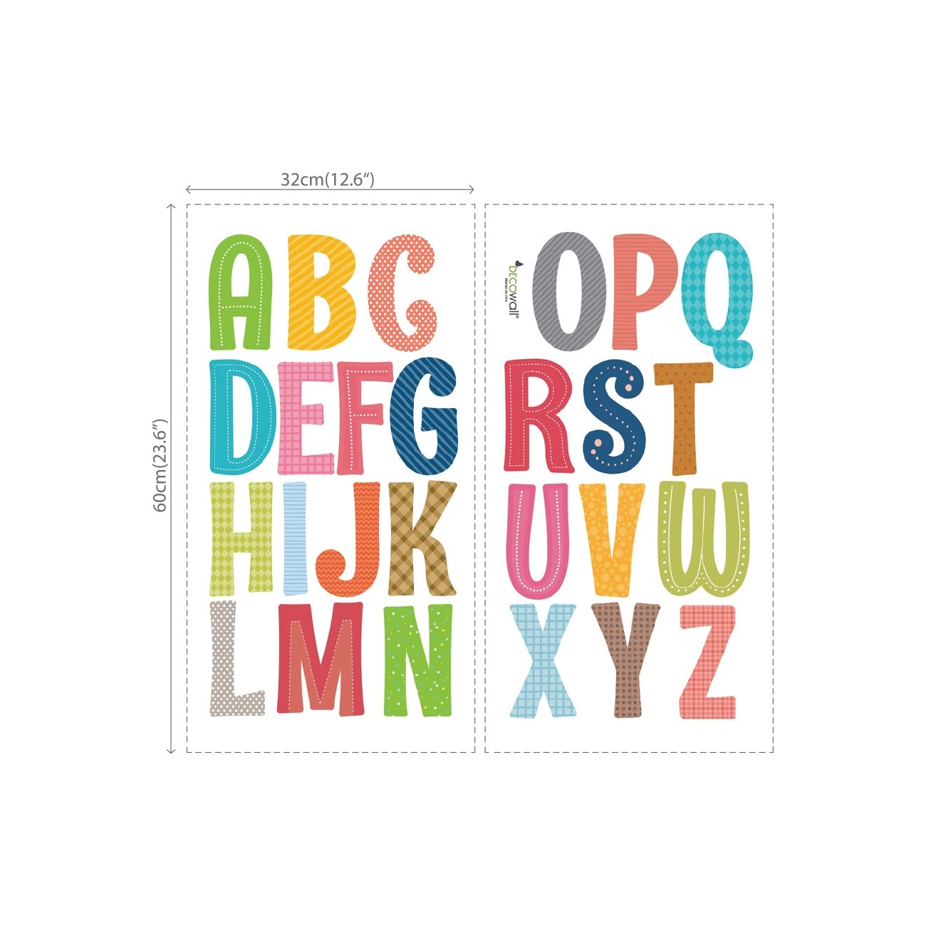 DECOWALL DS8-1701A Uppercase Alphabet ABC Letter Kids Wall Stickers Wall Decals Peel and Stick Removable Wall Stickers for Kids Nursery Bedroom Living Room décor