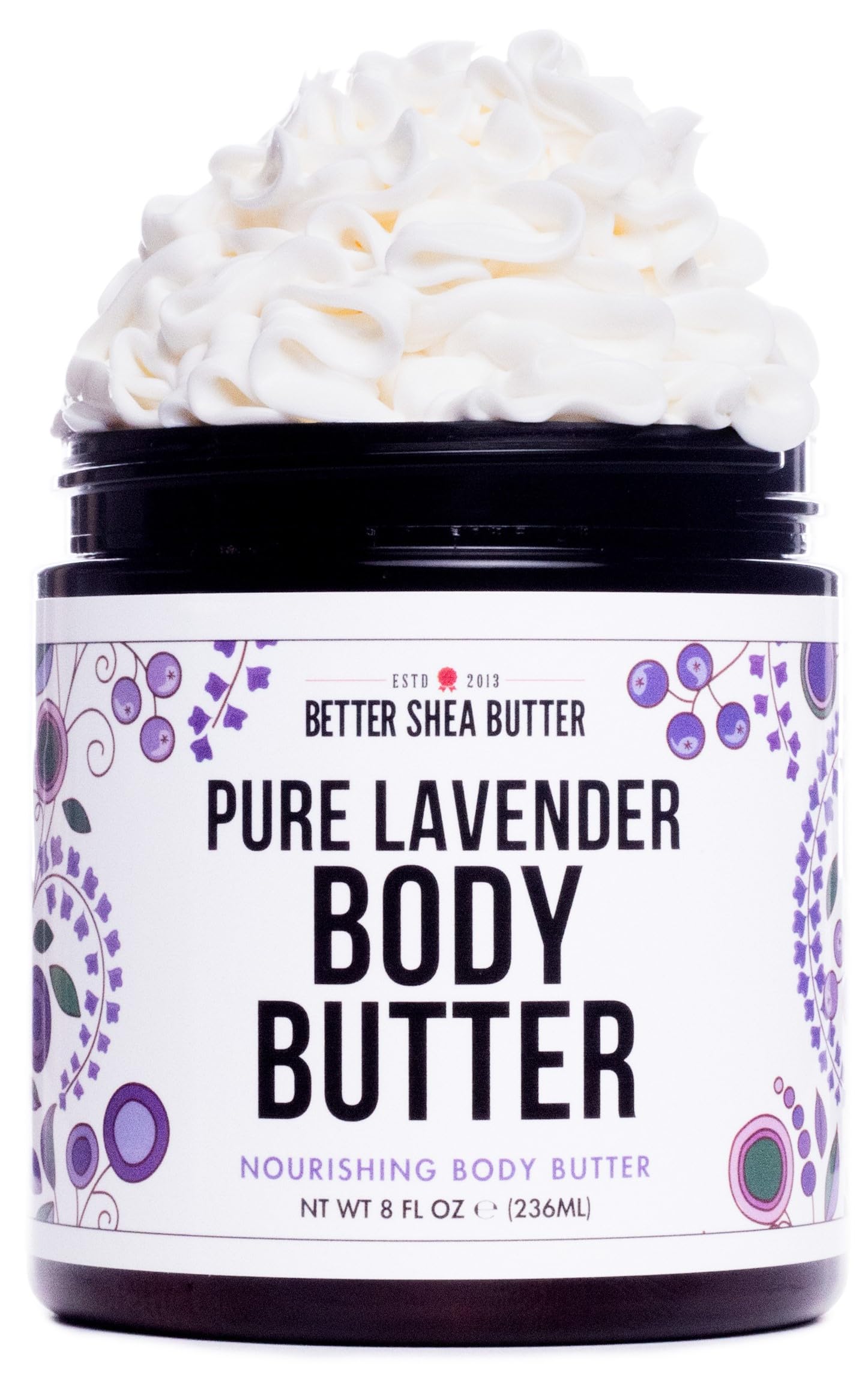 Lavender Body Butter with Shea Butter, Jojoba & Lavender Essential Oil - Natural Lotion for Women, Non-Greasy Moisturizer for Dry Skin, Whipped Body Cream