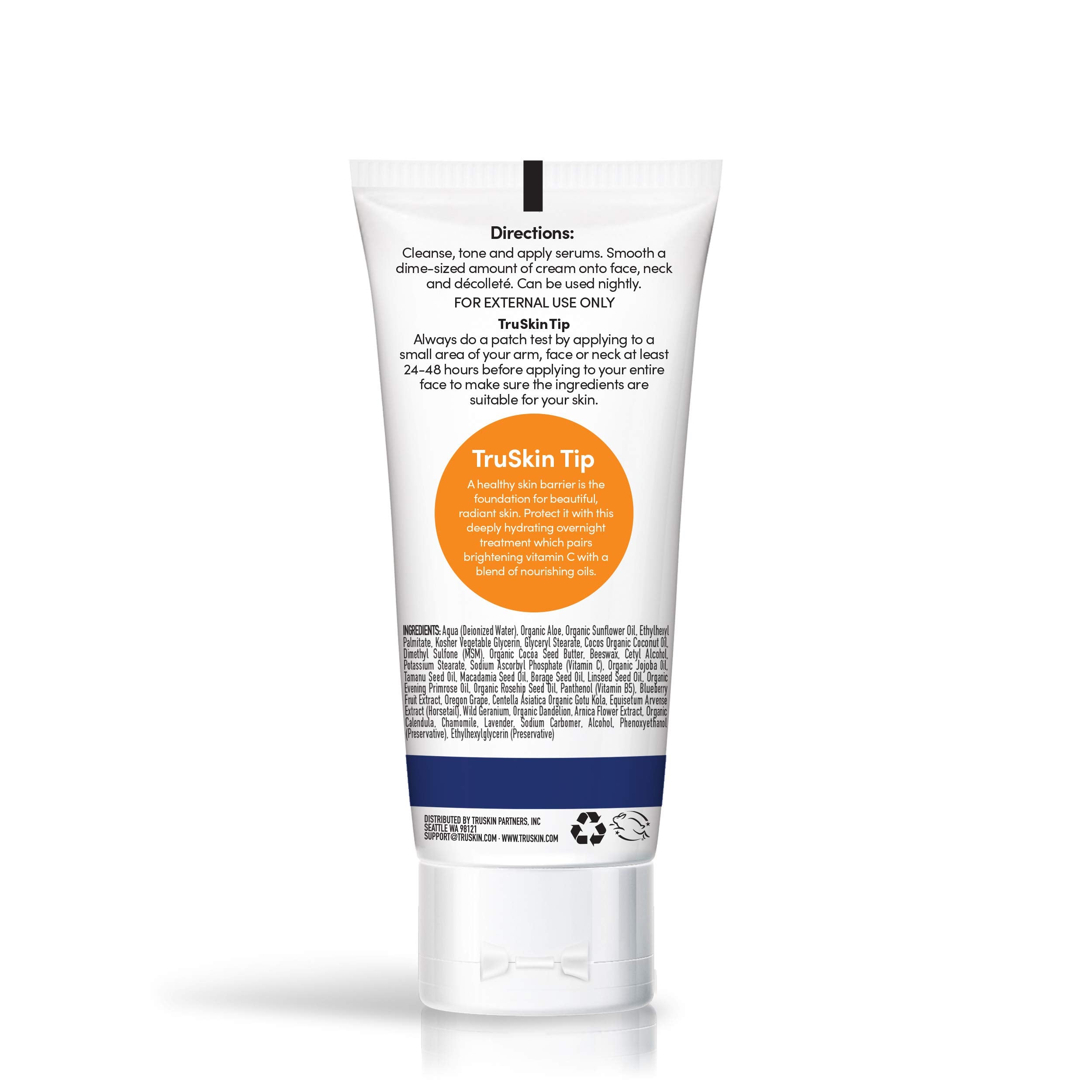 TruSkin Vitamin C Night Cream – Skin’s Natural Collagen Supporting Blend with Cocoa Butter, Vitamin B5, Botanical Essential Oils – Brightening and Hydrating Face & Neck, Firmer-Feeling Skin, 2 fl oz