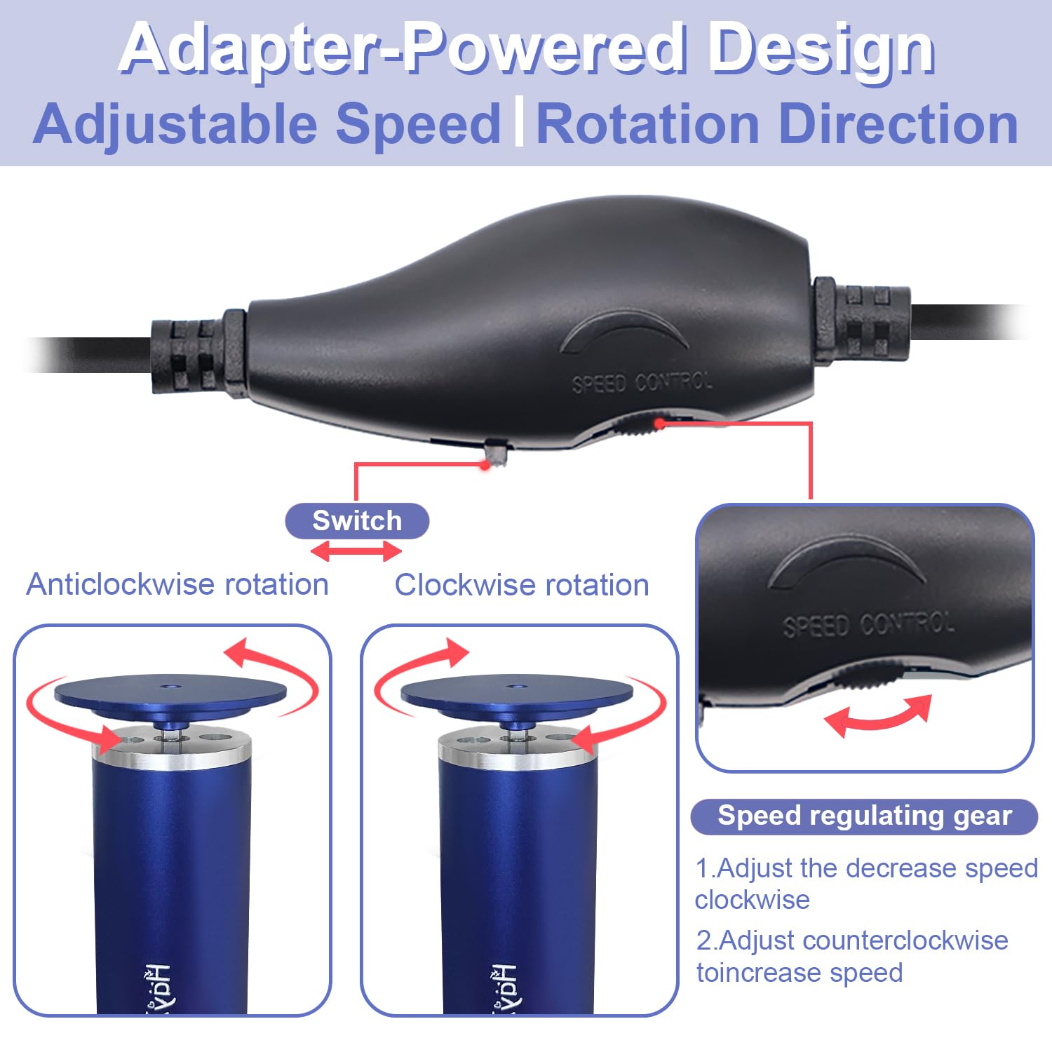 HayZBao Electric Foot File - High Torque,Callus Remover for Feet,Adjustable Speed Foot File with 60 Pcs Sandpaper Discs,Professional Pedicure Tool for Dead Skin and Calluses (Blue)