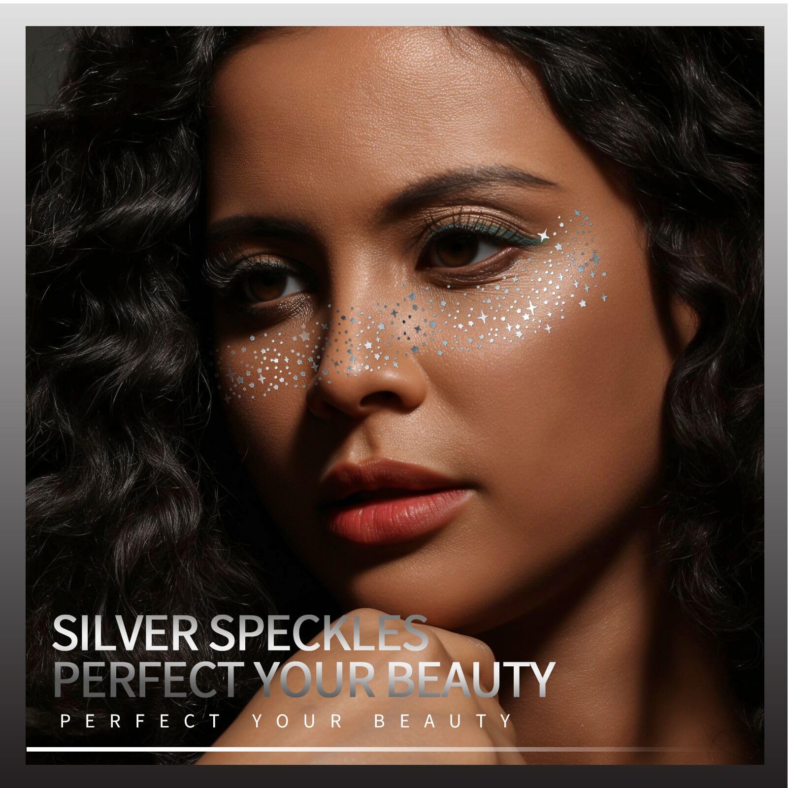 Teenitor Face Glitter Freckles Face Tattoo, 6 Pcs Gold and Silver Glitter Freckles, Sweatproof Waterproof Sparkle Freckles