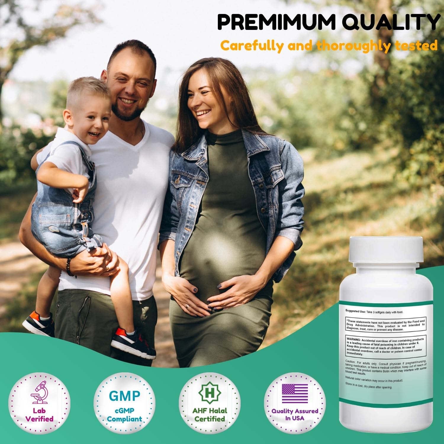SHIFAA NUTRITION Halal Prenatal Vitamins with DHA and Folic Acid | High Potency 90 Softgels, Keto-Friendly | Vitamin C 120mg, DHA 250mg, Folic Acid 800mg, EPA 90mg, Biotin & Iodine