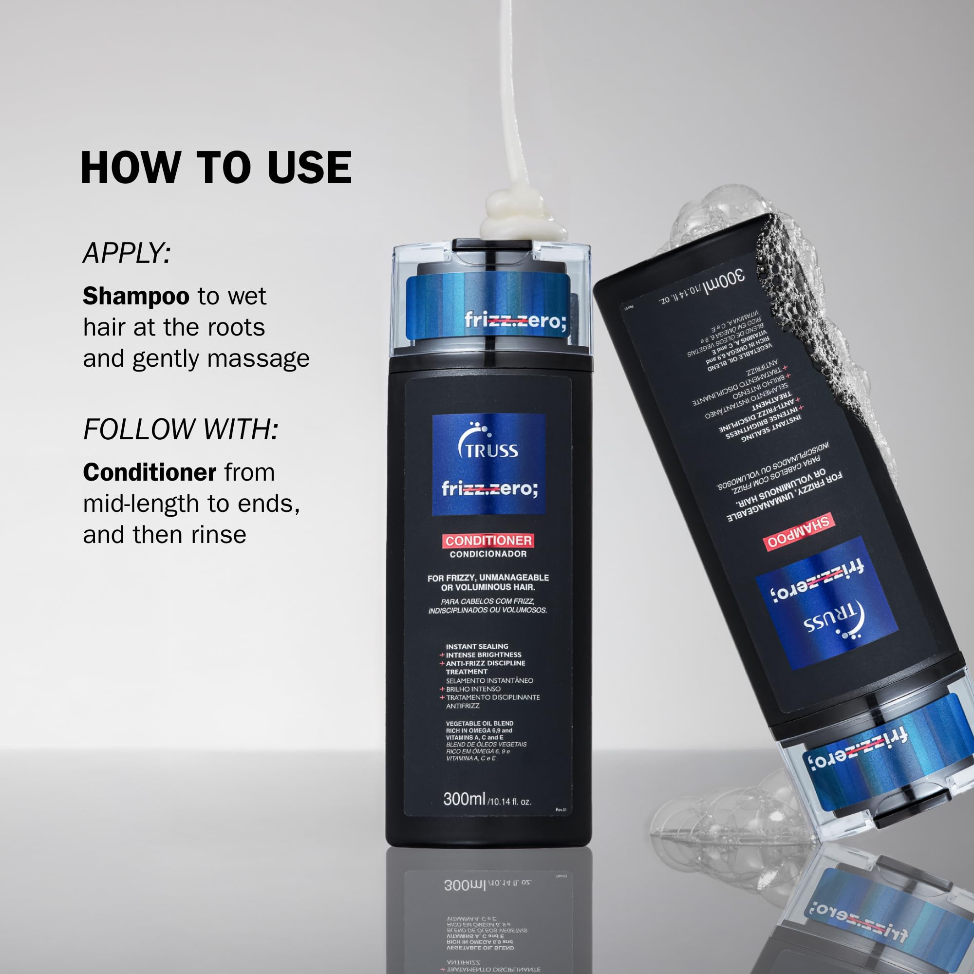 Truss Frizz Zero Conditioner - For Frizzy Hair - Anti Frizz, Anti Humidity Formula Protects Against Moisture While Providing Volume And Shine And Free Of Split Ends