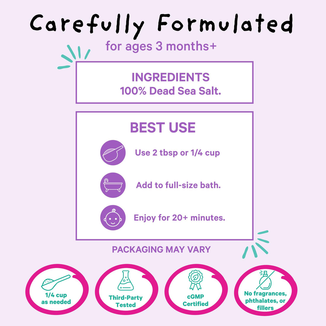 Pink Stork Baby Bath Flakes, Calming Fragrance Free Magnesium Bath Salts for Infants and Toddlers to Help Soothe Diaper Rash, Irritation, and Support Restful Sleep Without Melatonin - 16 oz