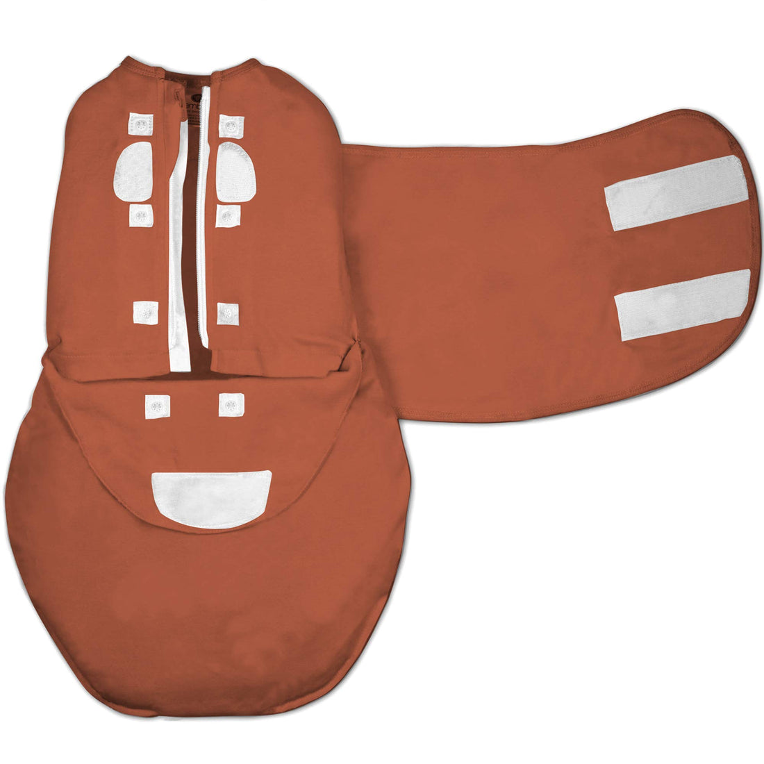 embé 2-Way Starter Swaddle Blanket Wrap and Beanie for Babies 0-3 Months - Rust, 6-14 lbs | Legs in & Out Design | Secure Zipper Stops Unraveling | Stage 1 Sleep