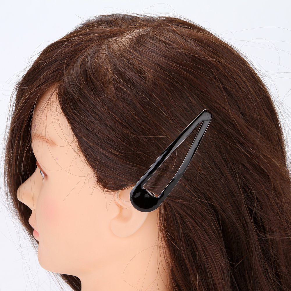 LONEEDY LONEEDY Pack of 10 Large Metal Stoving Varnish Hair Snap Clips,3.5 inch Long No-slip Hair Clips Barrettes For Women and Girls (Black)