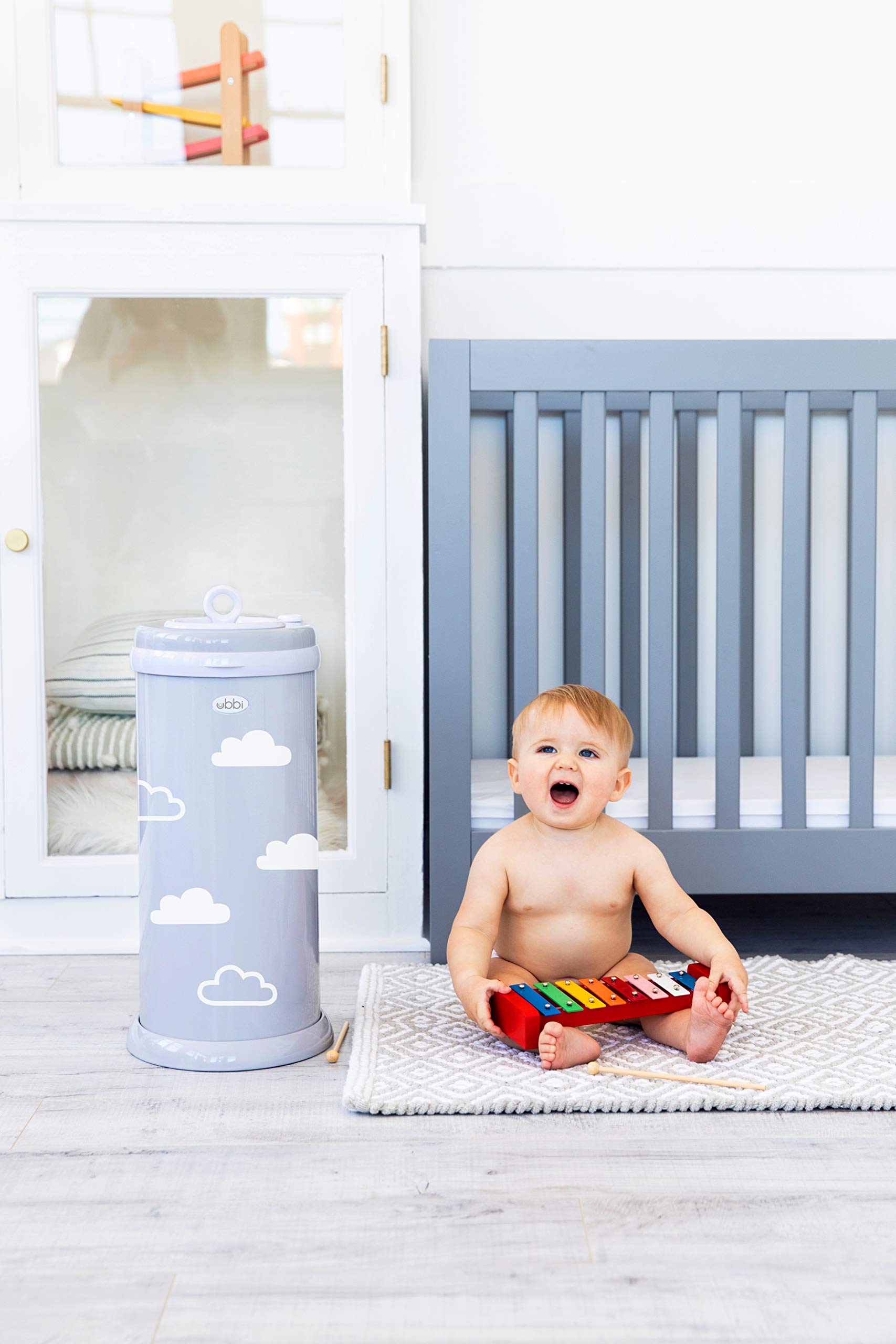 Ubbi Glow-in-The-Dark Cloud Peel and Stick Decal Stickers, Decorative Sticker for Diaper Pail or Baby Nursery