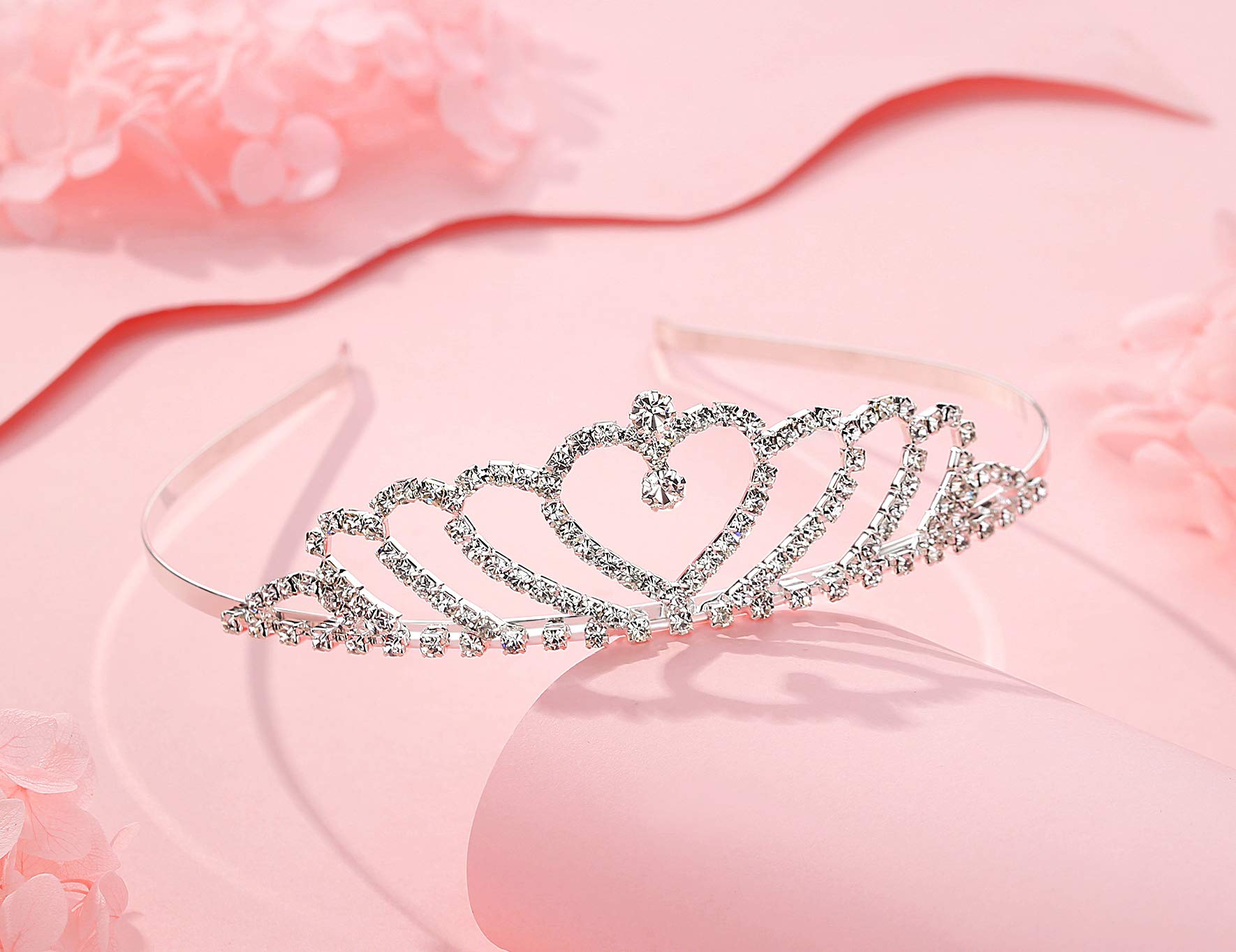 Lovelyshop Girls Heart Rhinestone Tiara Crown for Wedding Prom Birthday Prinecess Party