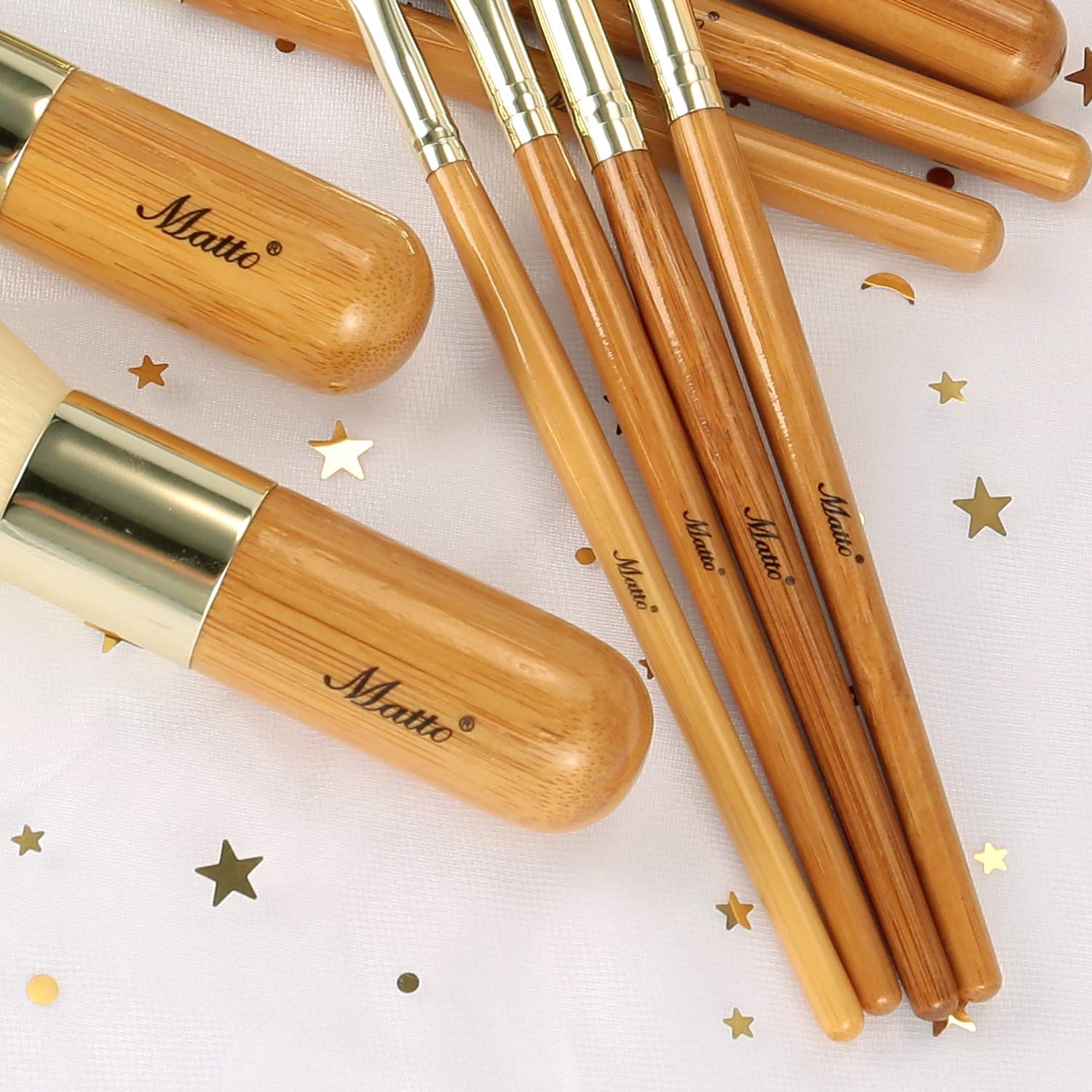 Matto 9-Piece Bamboo Makeup Brush Set with Travel Bag