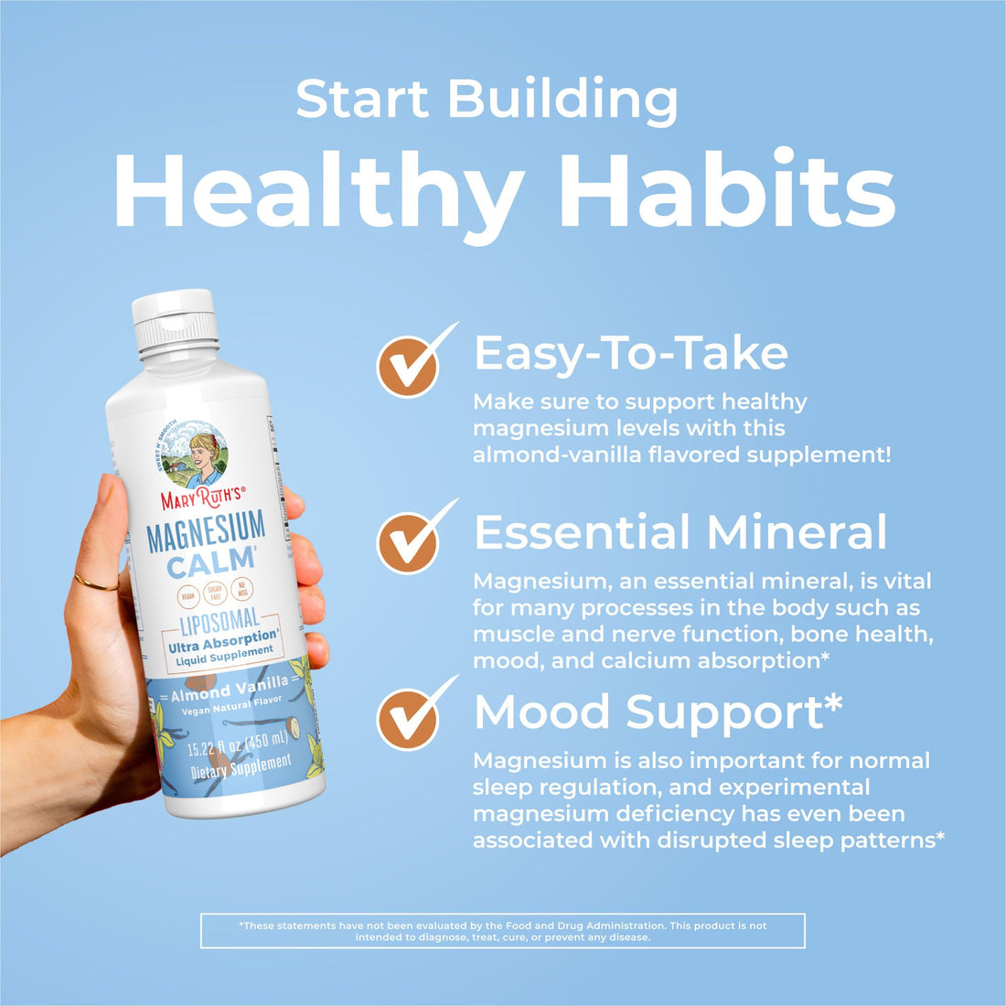 MaryRuth Organics Magnesium Liposomal| Magnesium Supplement | Magnesium Bisglycinate | Muscle & Bone Support | Mood Support Vitamin | Vegan | Non-GMO | Gluten Free | 15.22 Fl Oz | 30 Servings