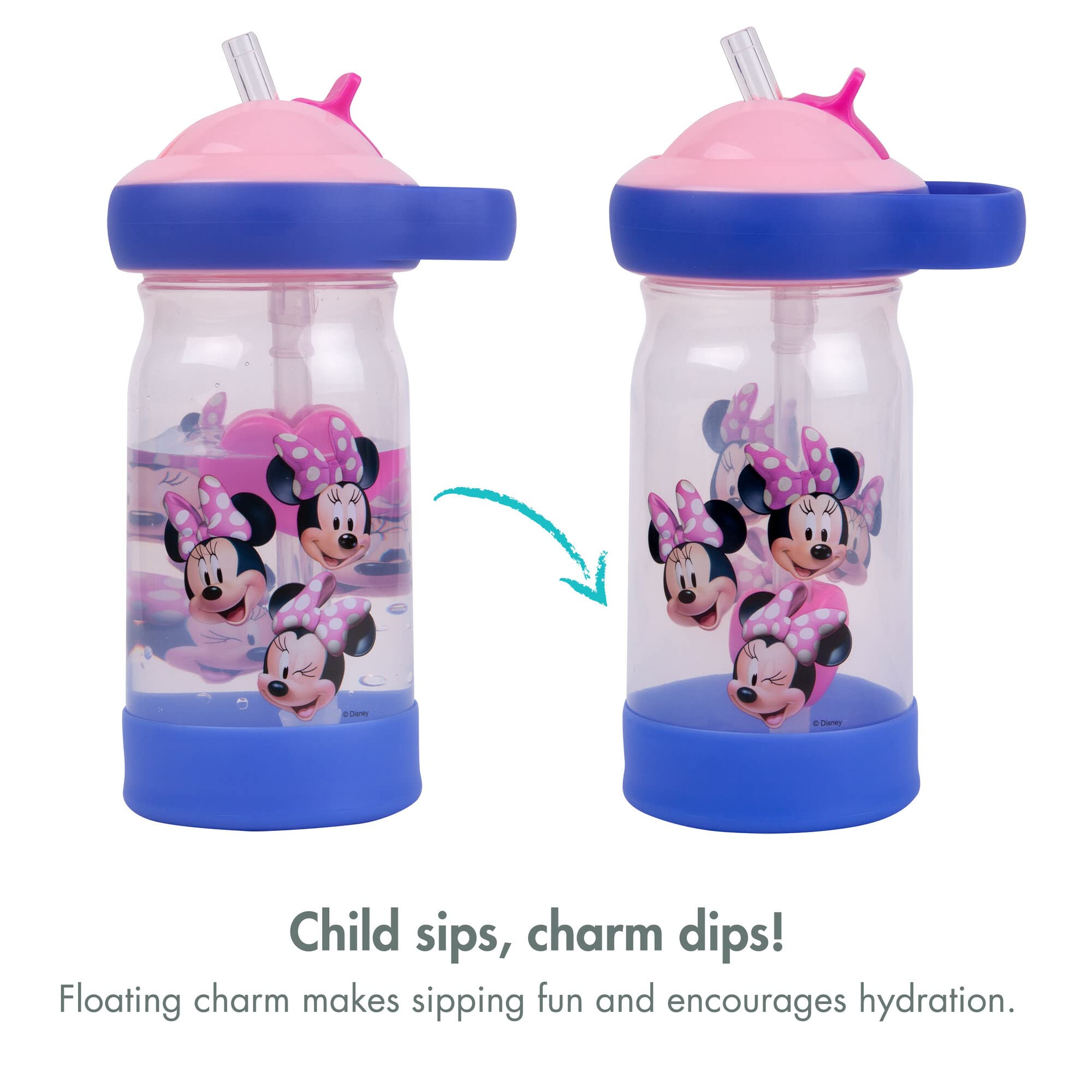 The First Years Disney Minnie Mouse Sip & See Kids Water Bottle - Water Bottle for Toddlers - Spill Proof Toddler Cup - 12 Oz