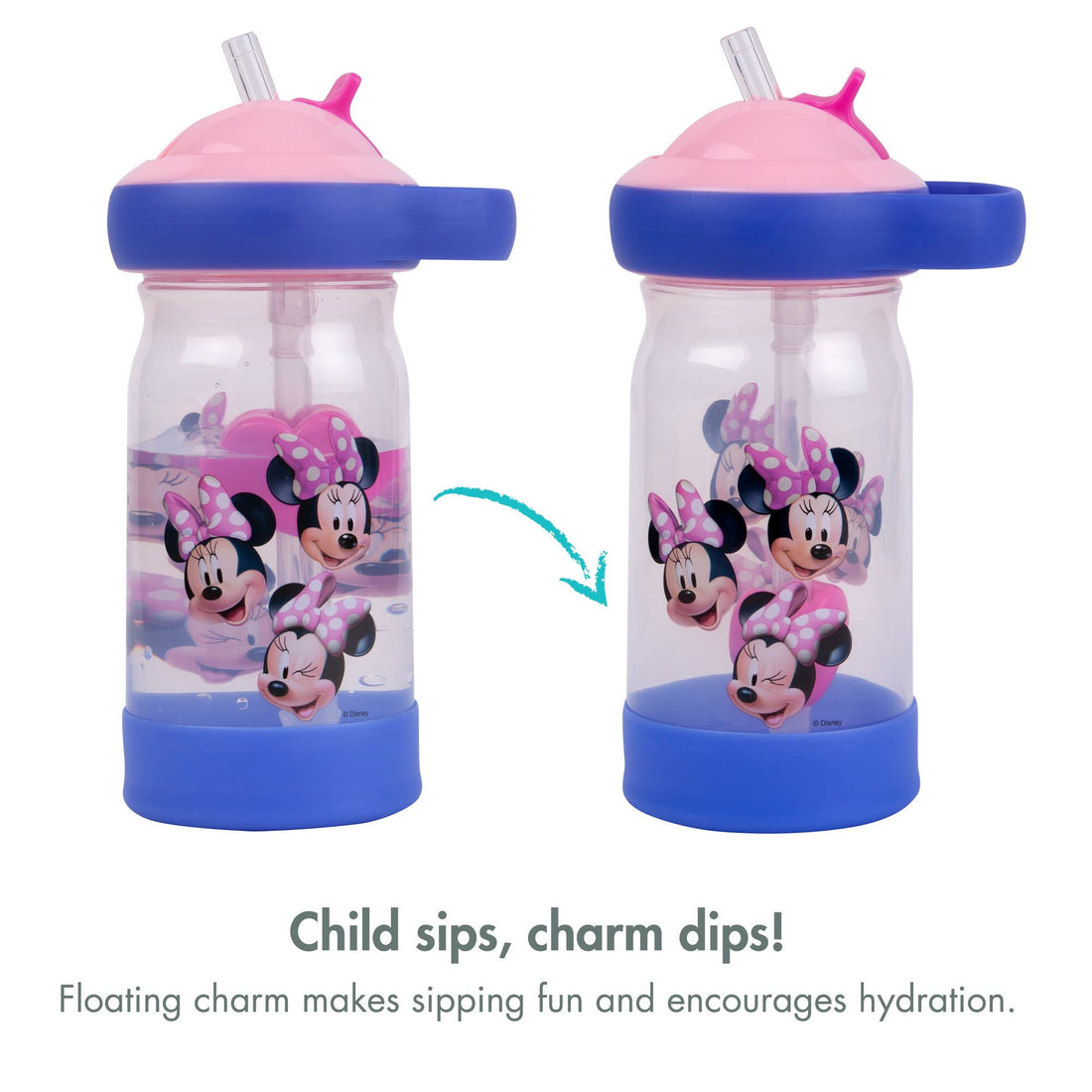 The First Years Disney Minnie Mouse Sip & See Kids Water Bottle - Water Bottle for Toddlers - Spill Proof Toddler Cup - 12 Oz