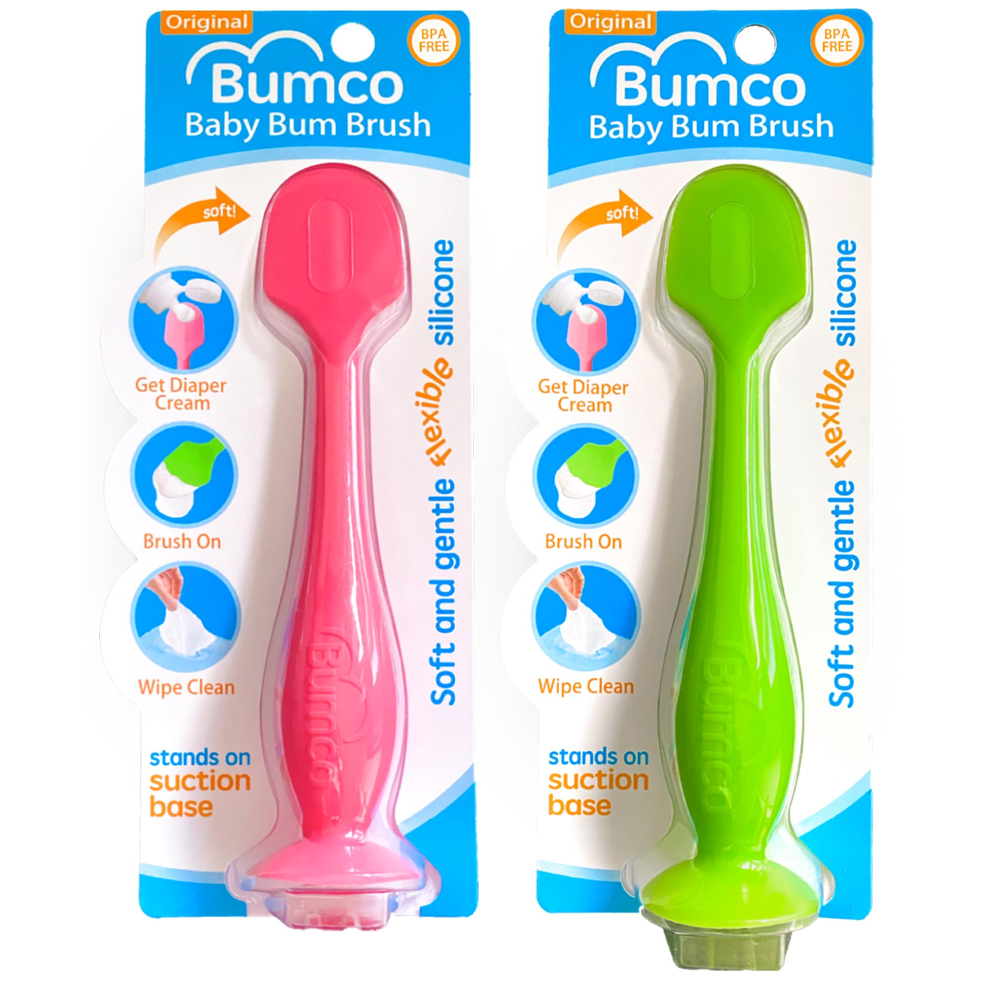 Bumco Diaper Cream Spatula (2-Pack) - BPA-Free Diaper Bag Essentials, Soft & Flexible Butt Spatula Baby, Mom-Invented Butt Paste Spatula, Diaper Cream Applicator, Bumco Baby Bum Brush, Diaper Spatula
