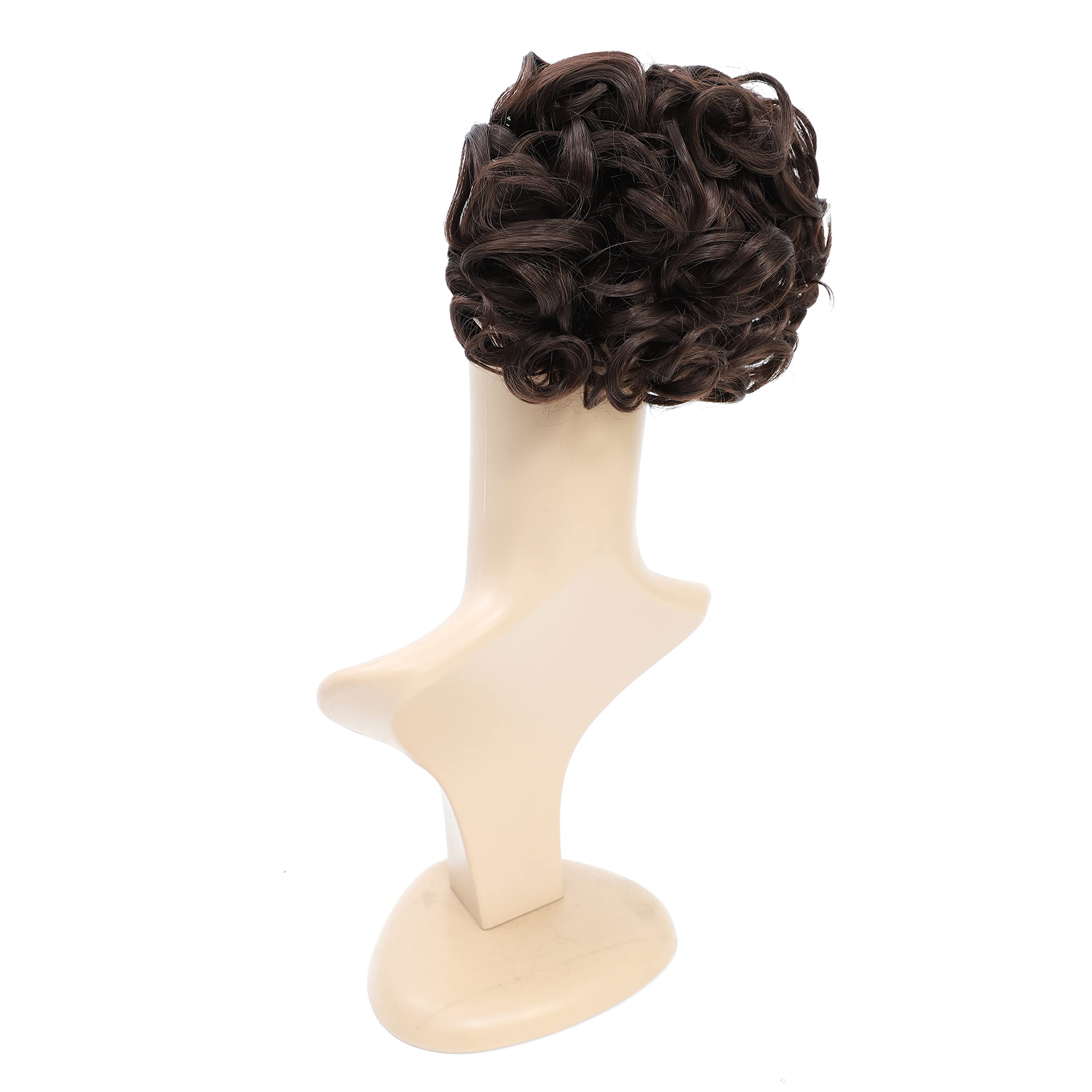 Dark Brown-4# : SWACC Short Messy Curly Dish Hair Bun Extension Easy Stretch hair Combs Clip in Ponytail Extension Scrunchie Chignon Tray Ponytail (Dark Brown-4#)