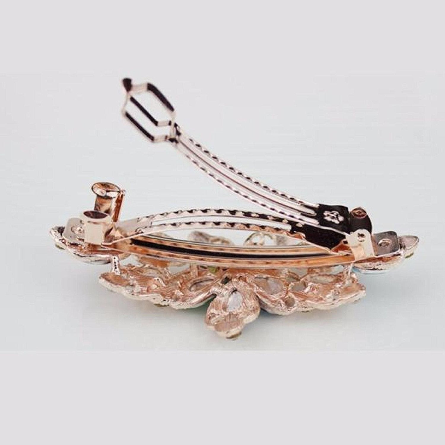 Sankuwen Flower Design Rhinestone Hairpin Clip Accessories (Dark Blue)