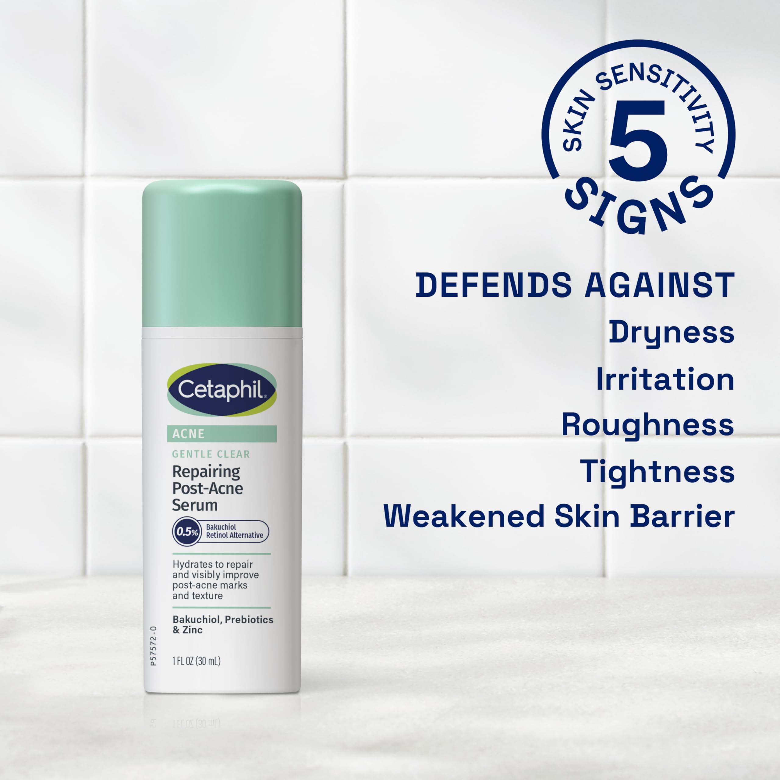 CETAPHIL Gentle Clear Repairing Post-Acne Serum, Retinol Alternative, Oil Free Serum for Sensitive Skin, 1 Fl Oz, Bakuchiol, Improves Skin Tone & Post-acne Marks, Dermatologist Recommended Brand