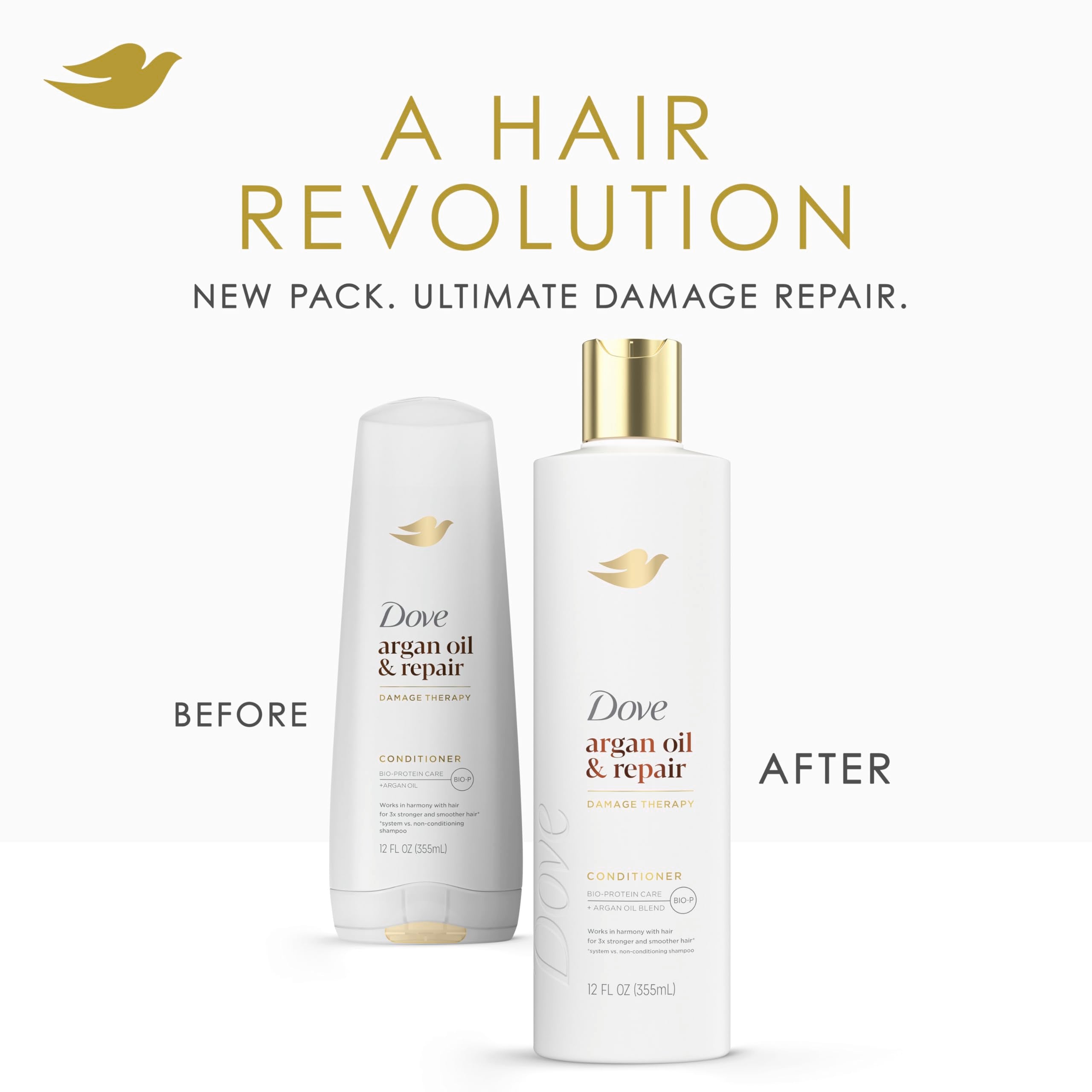 Dove Conditioner Argan Oil & Repair for Fine Hair with Bio-Protein Care Technology and Argan Oil Blend 12 Fl Oz