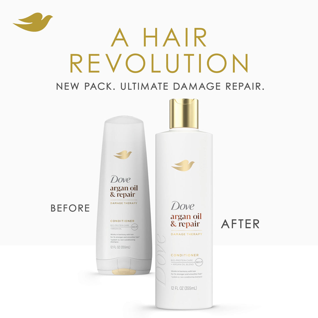 Dove Conditioner Argan Oil & Repair for Fine Hair with Bio-Protein Care Technology and Argan Oil Blend 12 Fl Oz