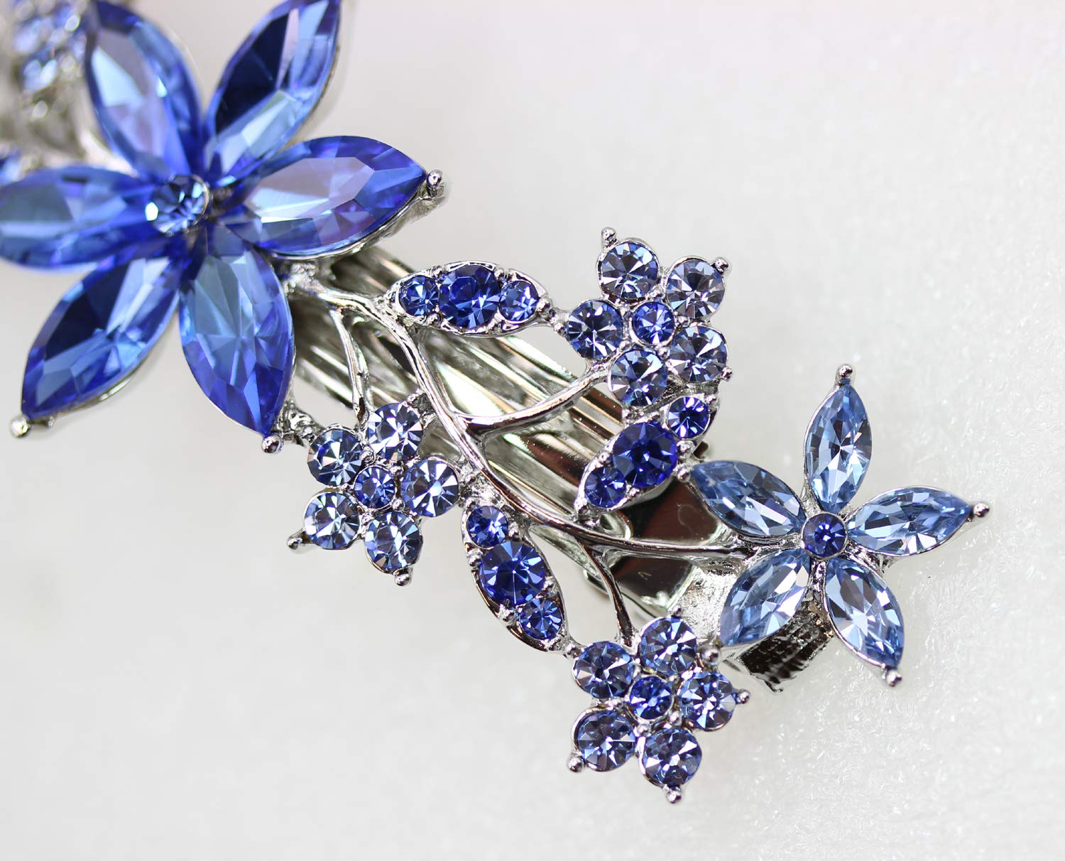 Faship Gorgeous Blue Crystal Floral Hair Barrette