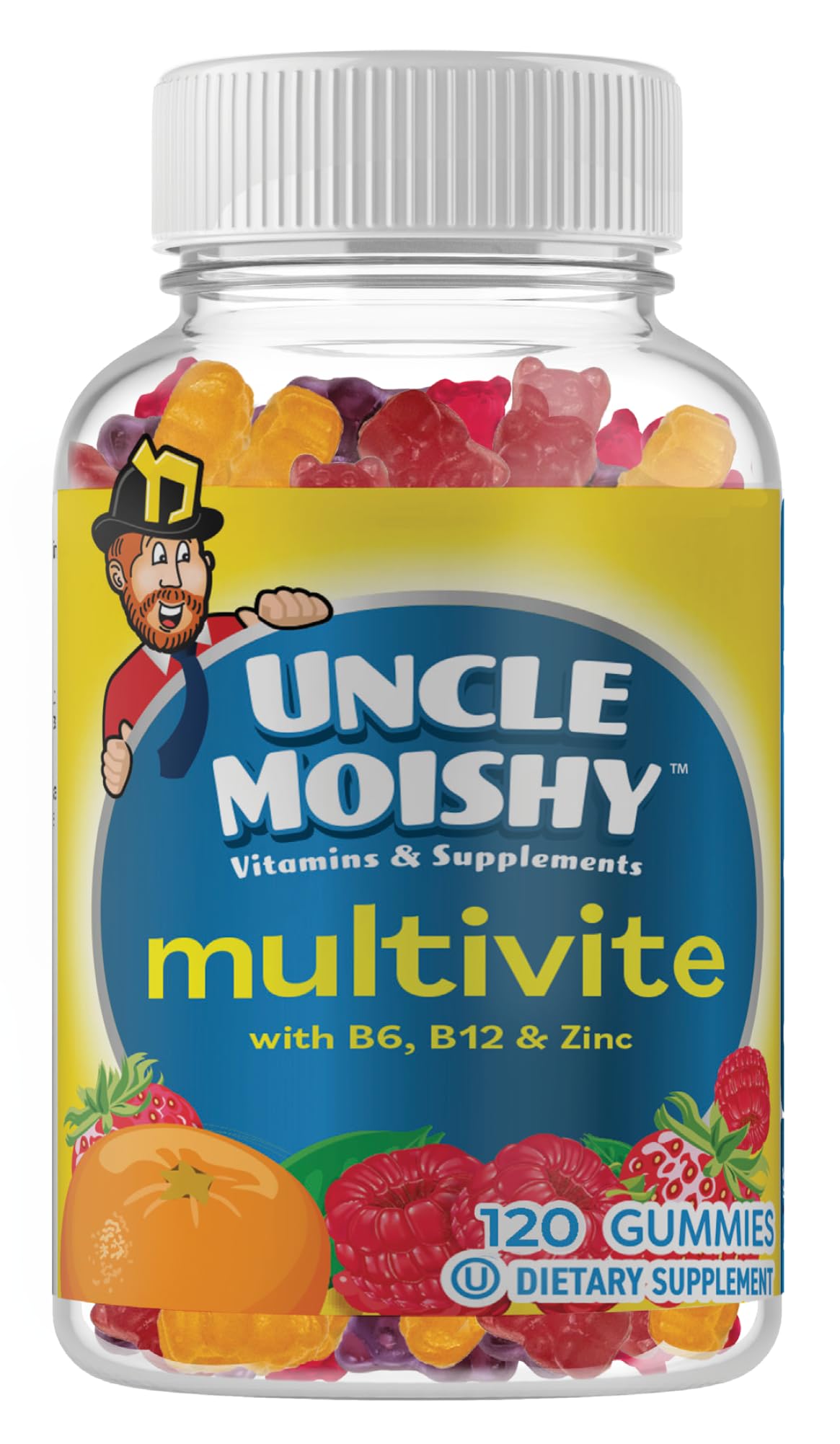 Uncle Moishy Childrens Multi-Vitamin Mineral Jellies with Choline - 120 Jellies