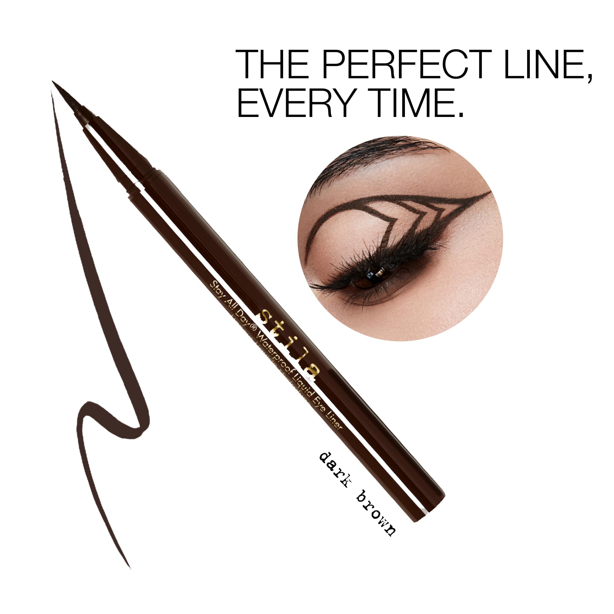 stila Stay All Day Waterproof Liquid Eye Liner, Dark Brown (Rich Chocolate)