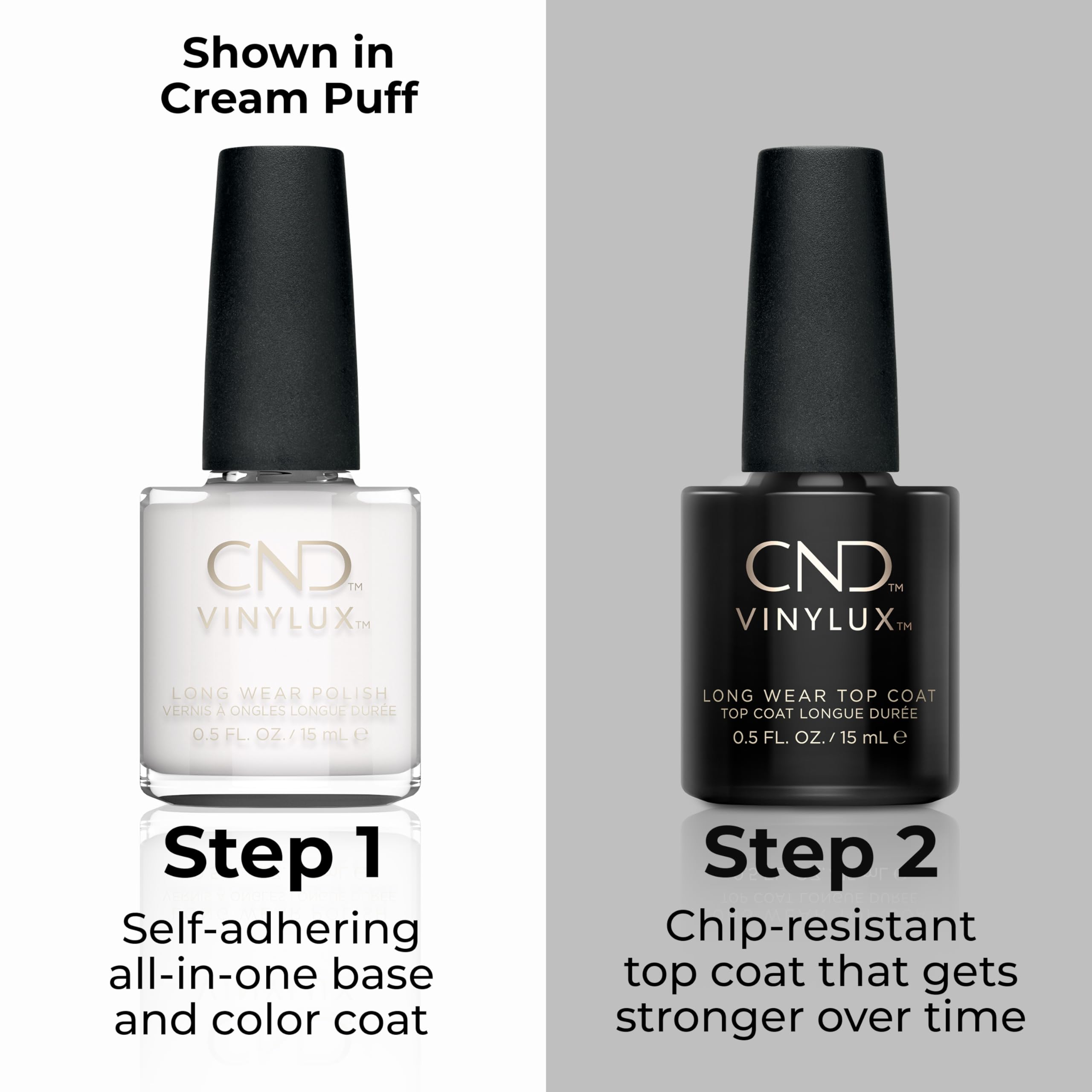 108 CND - VINYLUX CREAM PUFF Weekly Polish Bright White Nail Coat Manicure 0.5oz