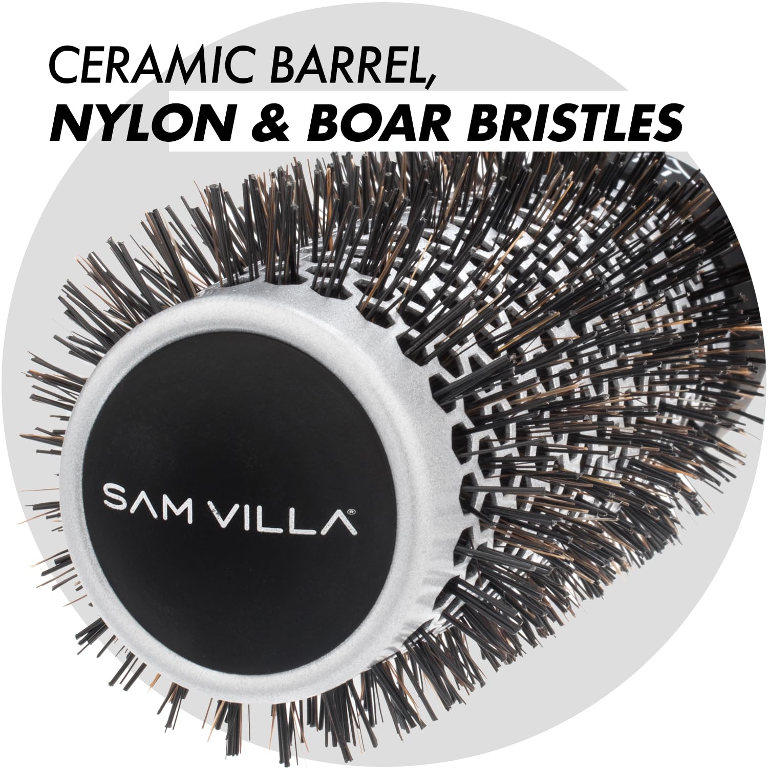 Sam Villa Signature Nylon and Boar Bristle Hair Brush Thermal Round Styling Brush