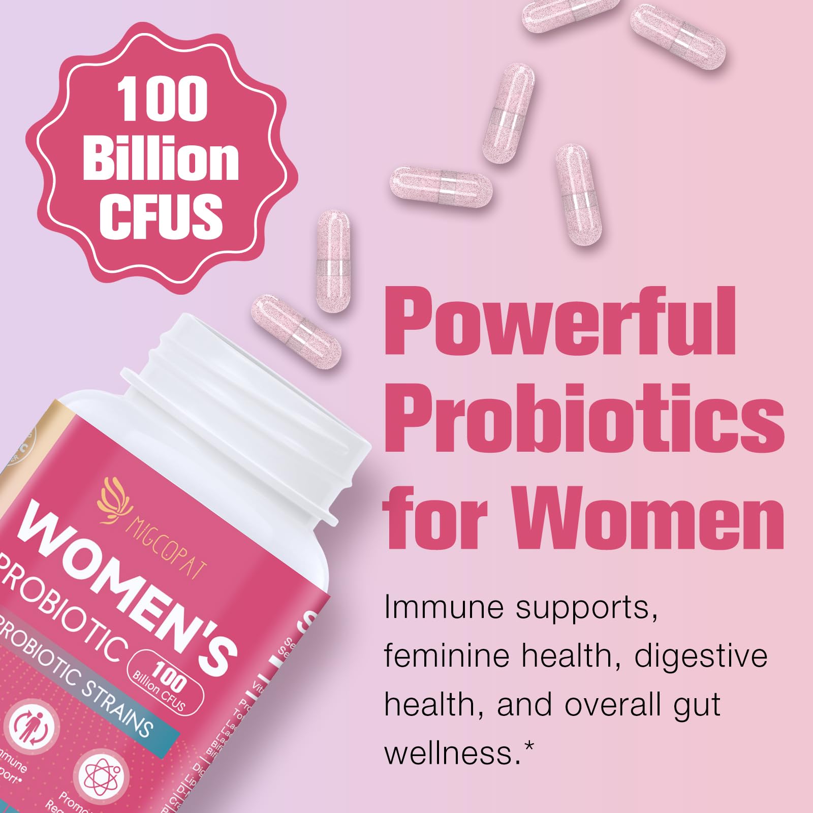 Womens Probiotic, 100 Billion CFU Probiotics for Women with Prebiotics, Digestive Enzymes, D-Mannose & Cranberry Extract for Immune Support, Vaginal & Urinary Health, Digestive Balance - 120 Capsules