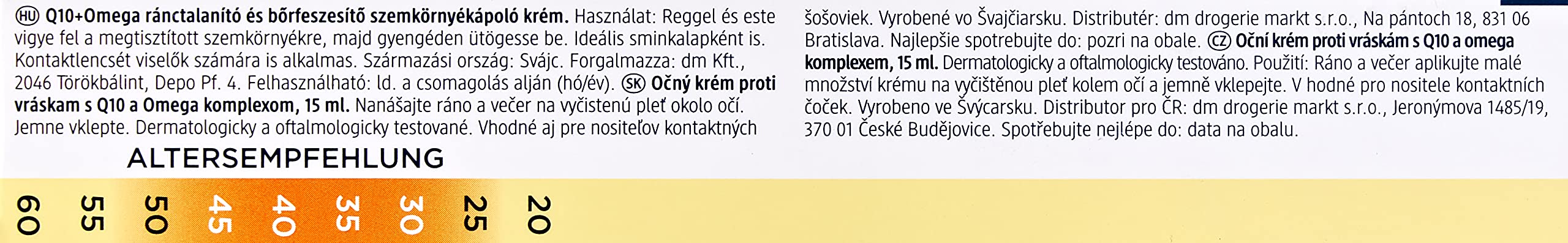 Anti-Wrinkle Eye Cream Q10 with Omega Complex - Perfume-free, PEG-free, Vegan, Not Tested on Animals - 15 ml