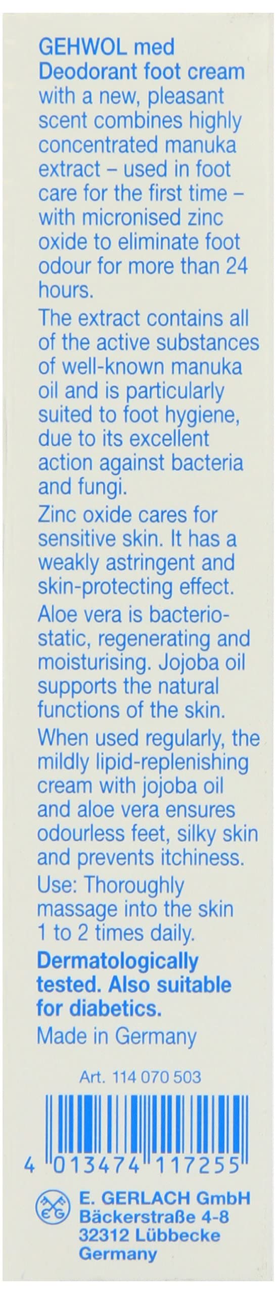 GEHWOL Med Deodorant Foot Cream, 2.6 oz