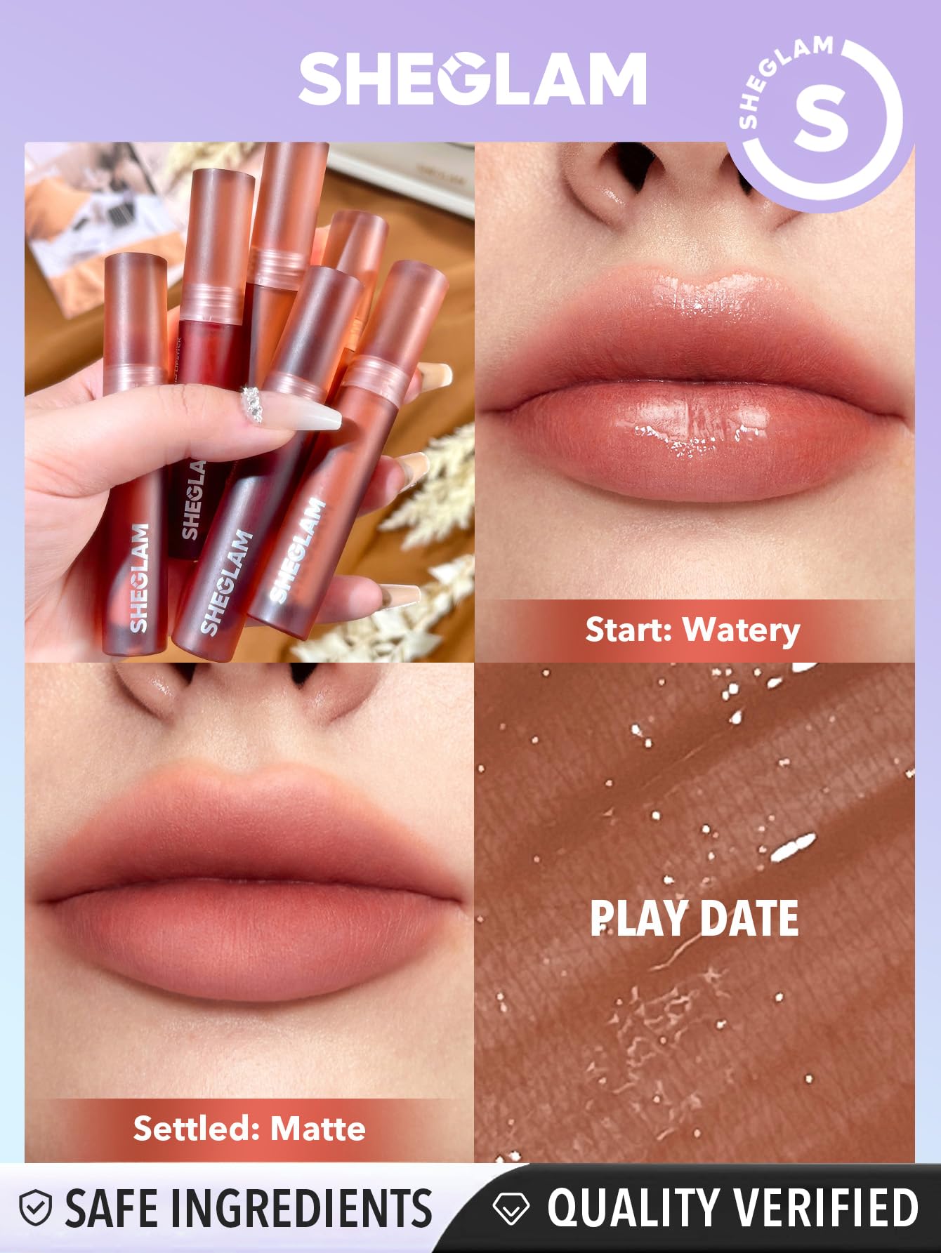 SHEGLAM Soft Haze Lip Blur Waterproof Liquid Lipstick Matte Transfer-Proof Lip Tint Lasting Super Stay Lip Stain-Play Date