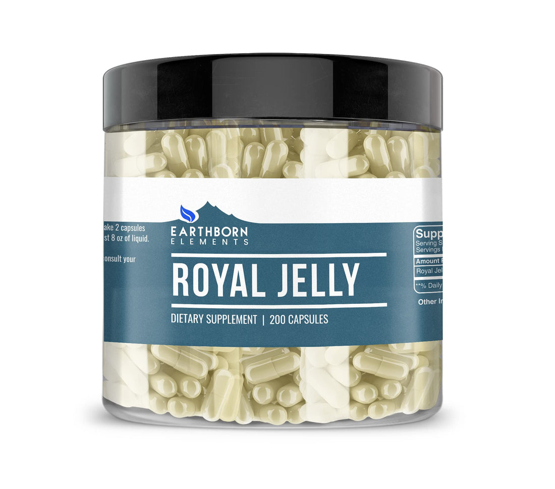 Earthborn Elements Royal Jelly 200 Capsules, Pure & Undiluted, No Additives