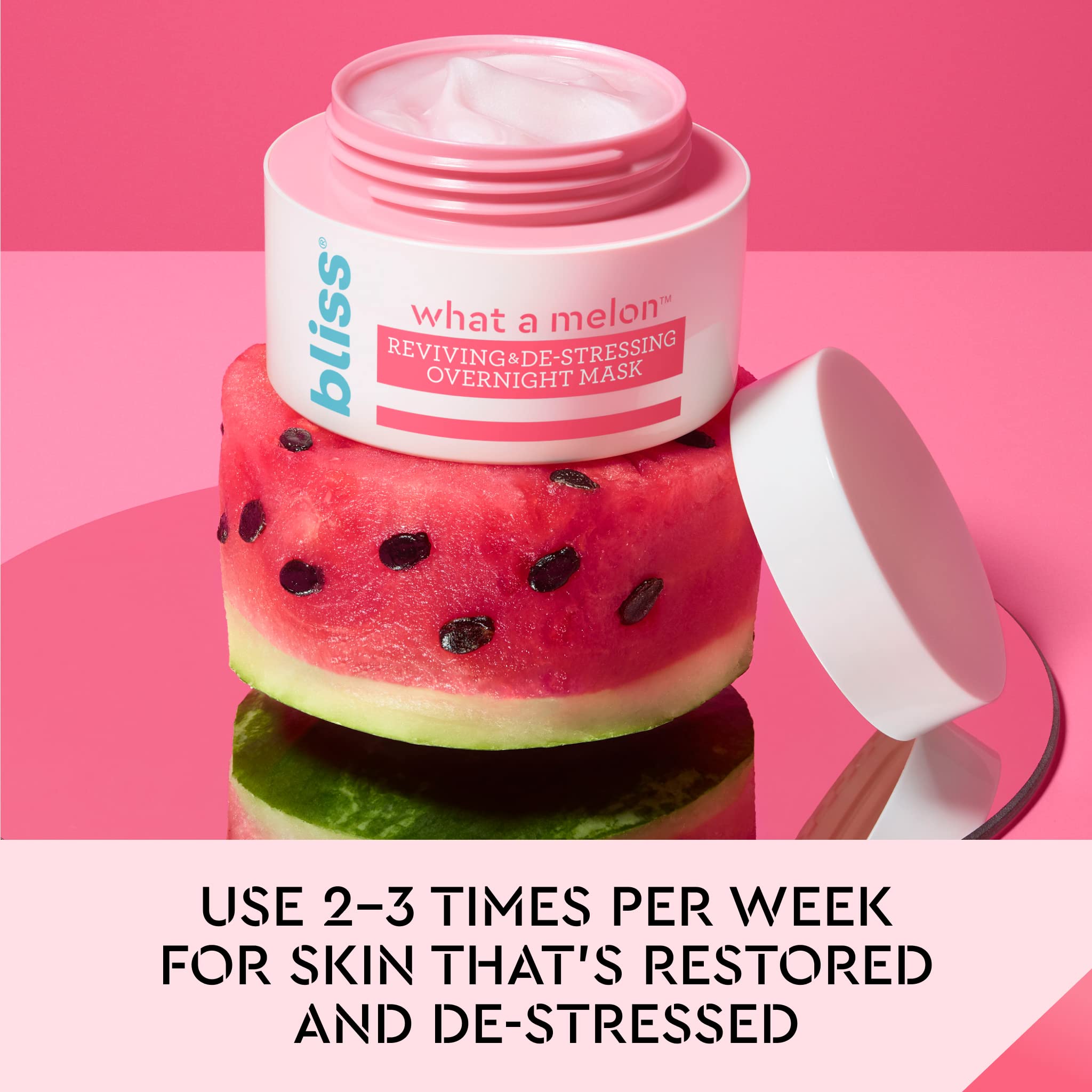 Bliss What A Melon Overnight Face Mask Reviving & De-Stressing Facial Mask Straight-From-The-Spa Paraben Free, Cruelty Free 1.7 Fl Oz