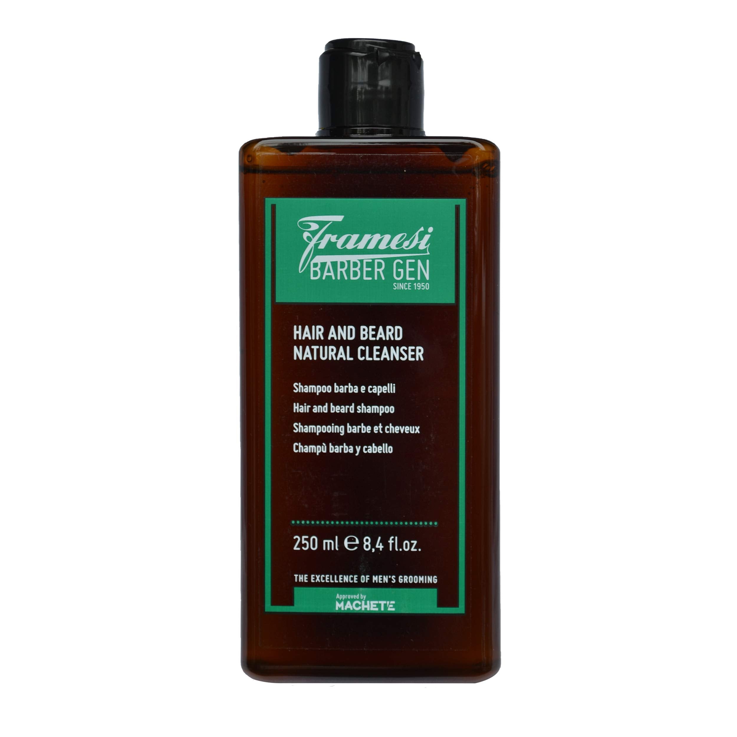 Framesi Barber Gen Hair & Beard Natural Cleanser Shampoo, 8.4 fl oz, Men's Natural Shampoo
