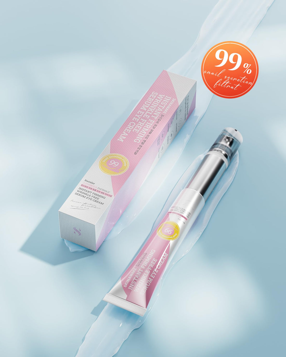 Naculor Snail Mucin 99% Eye Cream with Applicator/Massager, Smoothening & Firming Night Eye Serum, Snail Secretion Filtrate Complex for Dark Circles & Fine Lines