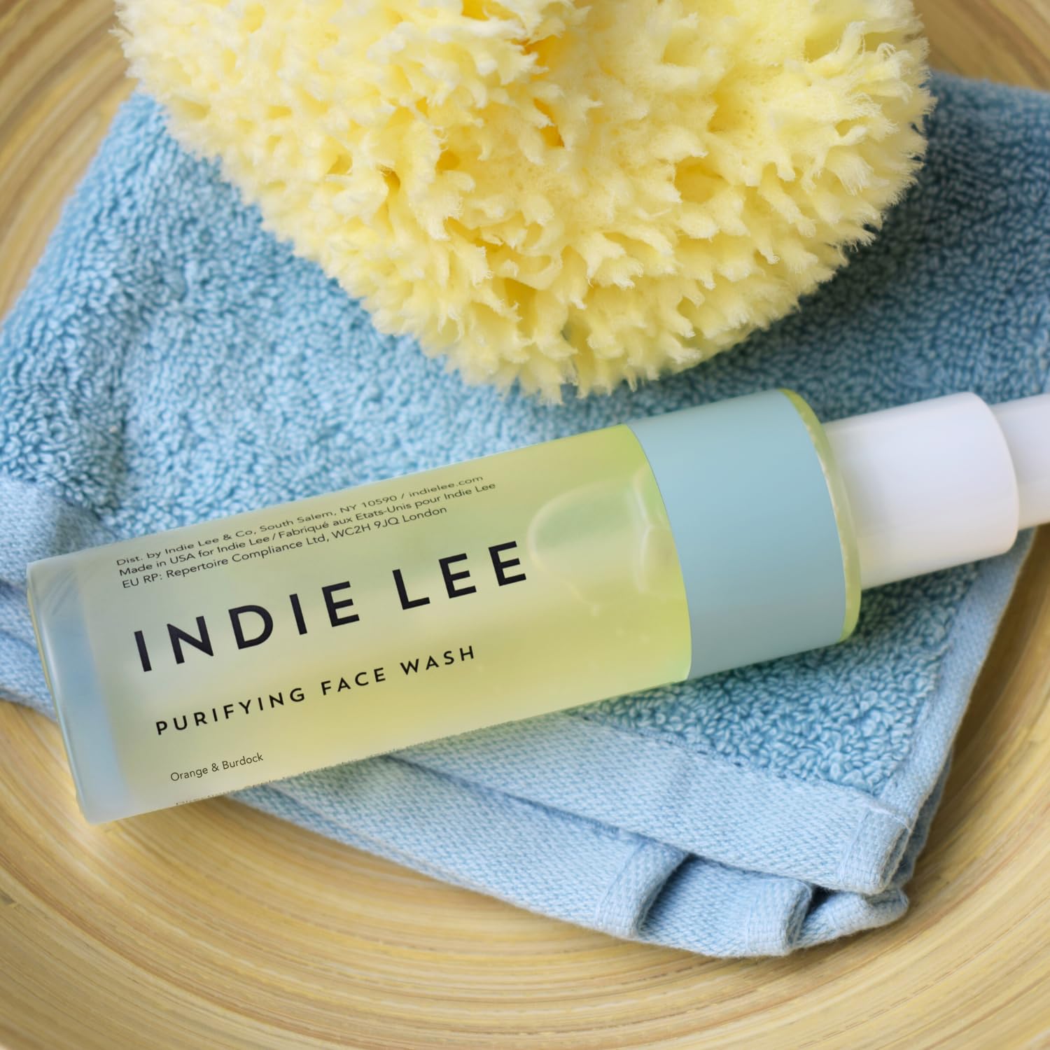 Indie Lee Purifying Face Wash - Hydrating Facial Cleanser + Makeup Remover - With Orange, Lavender, Burdock + Jasmine - Foam Face Wash for All Skin Types (125ml)