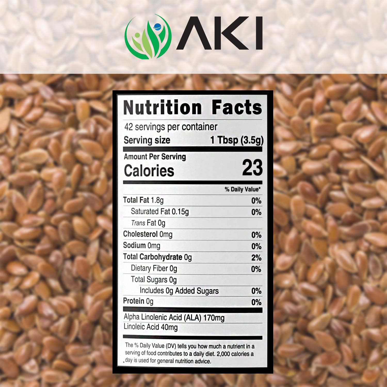 AKI Flaxseed Oil Powder - Packed with Essential Nutrients Like Omega-3 Fatty acids, Fiber, & Lignans - Free from Artificial Additives, Made with Ideal Quality Ingredients (5.30oz/150g)