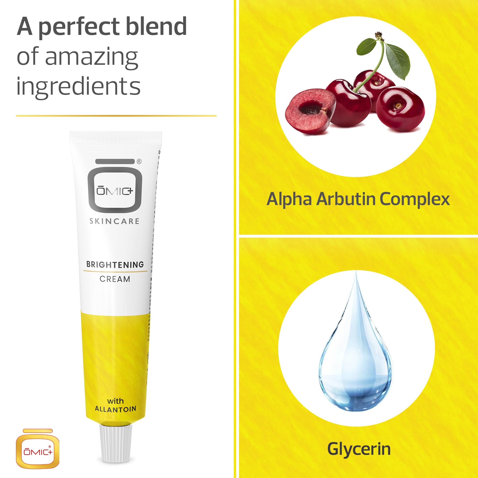 OMIC Skin Brightening Cream - 1.7 Fl oz / 50 ml - Helps to Reduce Pigmentations, Brown Spots on Face, Knees Elbows, with Alpha Arbutin