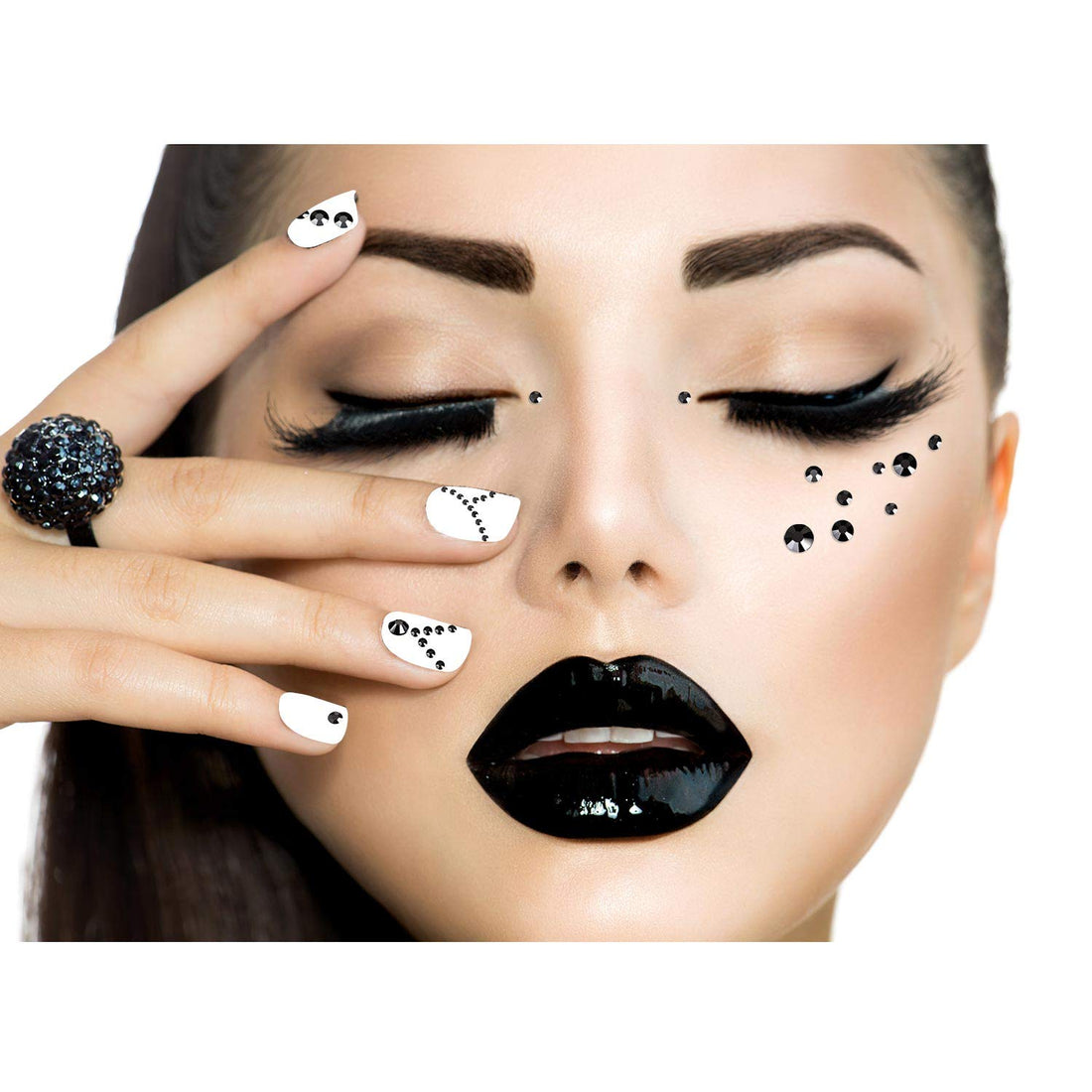 Black, Mixed Ss4 5 6 8 10 12: Bememo 3456 Pieces Nail Crystals Ab Nail Art Rhinestones Round Beads Flatback Glass Charms Gems Stones, 6 Sizes for Nails Decoration Makeup Clothes Shoes (Black