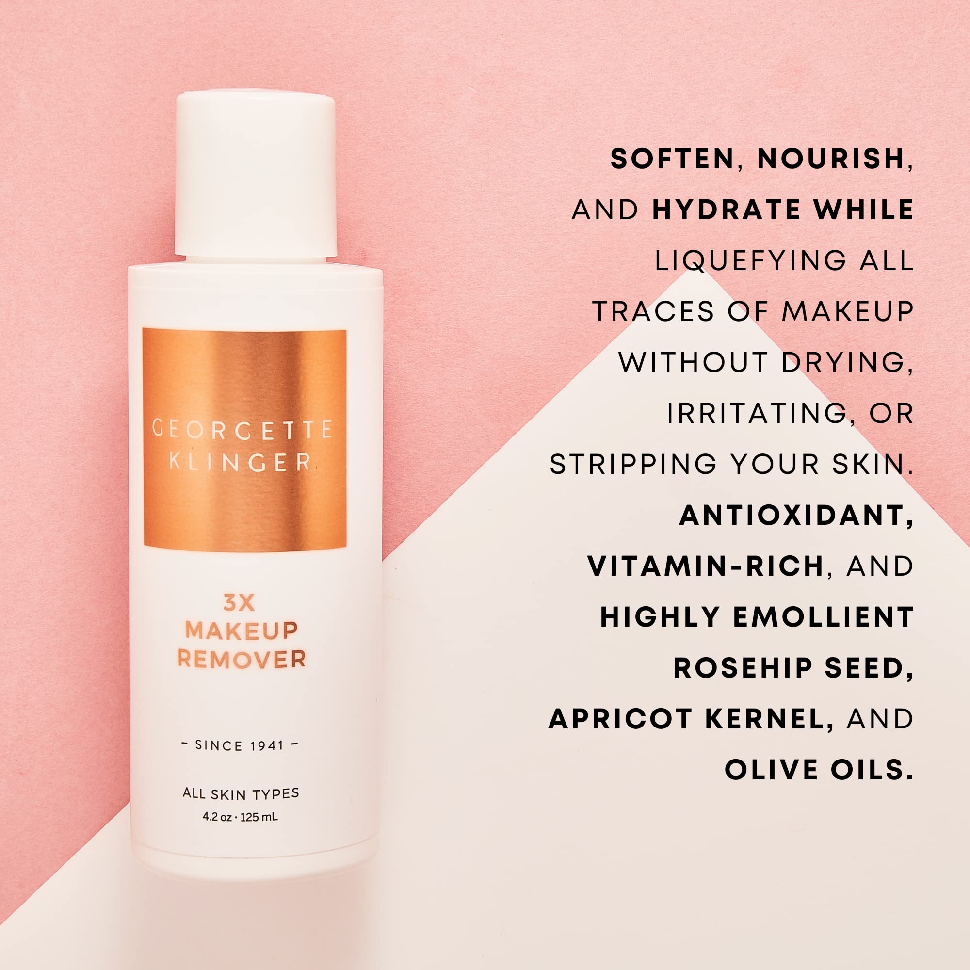 3X Makeup Remover By Georgette Klinger - Soften, Nourish & Hydrate Skin with Oil Based Remover