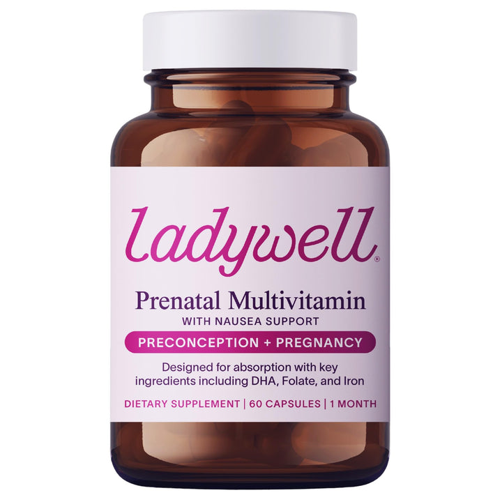 Ladywell Prenatal Multivitamin | Conception, Pregnancy & Postpartum | Key Ingredients Including DHA, Folate & Iron | Expertly-Formulated & Tested | Designed for Absorption with Nausea Support, 60 Ct