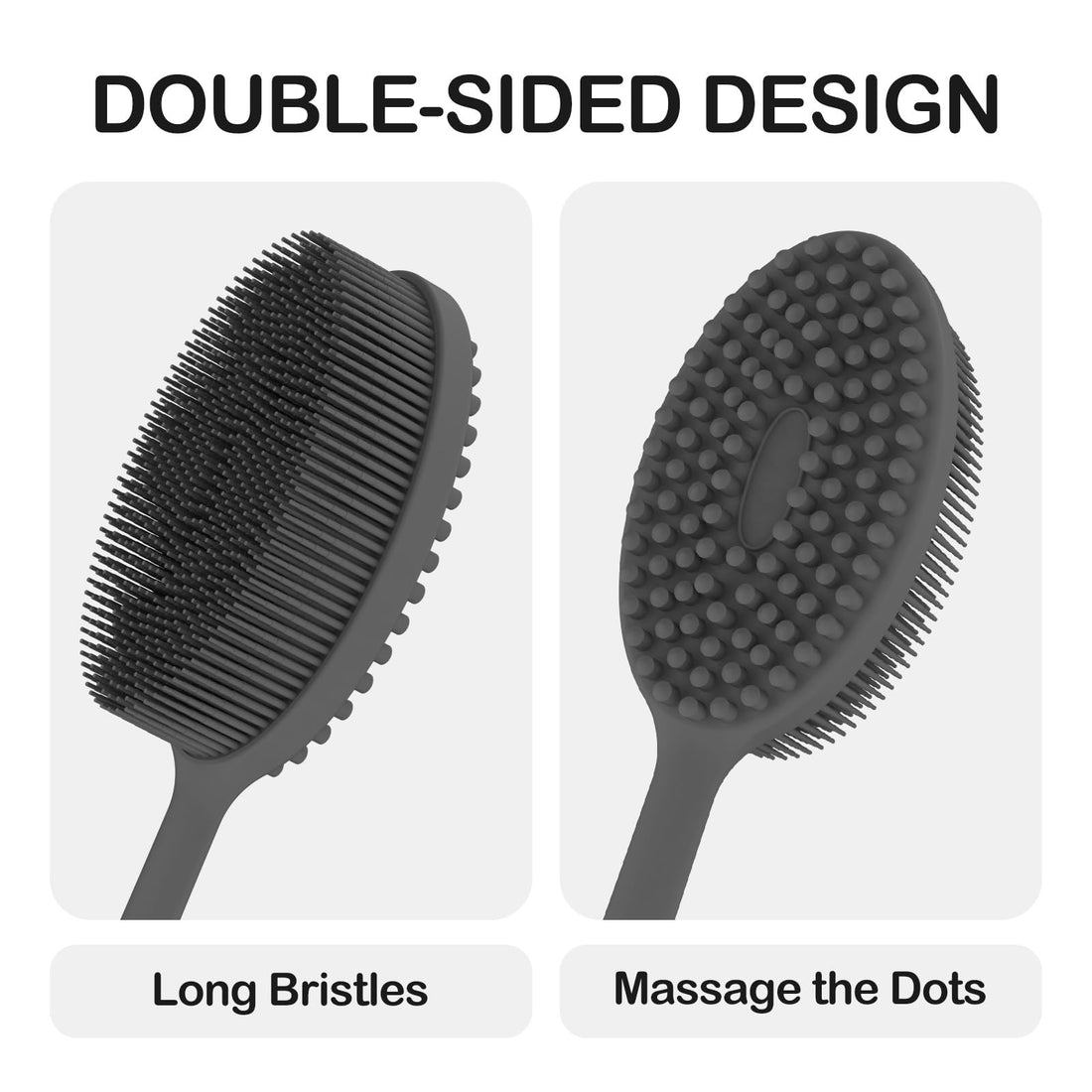 MateeyLife Silicone Body Scrubber Exfoliator with Handle, Gentle Back Scrubber for Shower, Shower Brush for Body, Bath Back Brush for Shower, Silicone Loofah Body Scrubber, Bath Scrubber for Body