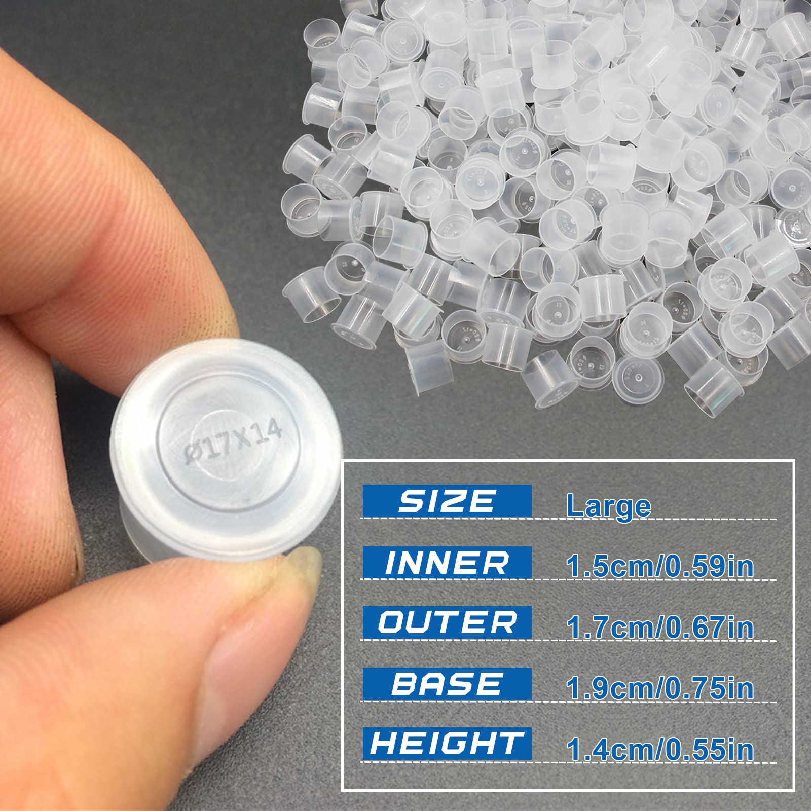 Tattoo Ink Caps - CINRA 500pcs Tattoo Plastic Ink Cups Caps Wide Cup Base Tattoo Supplies (Large)
