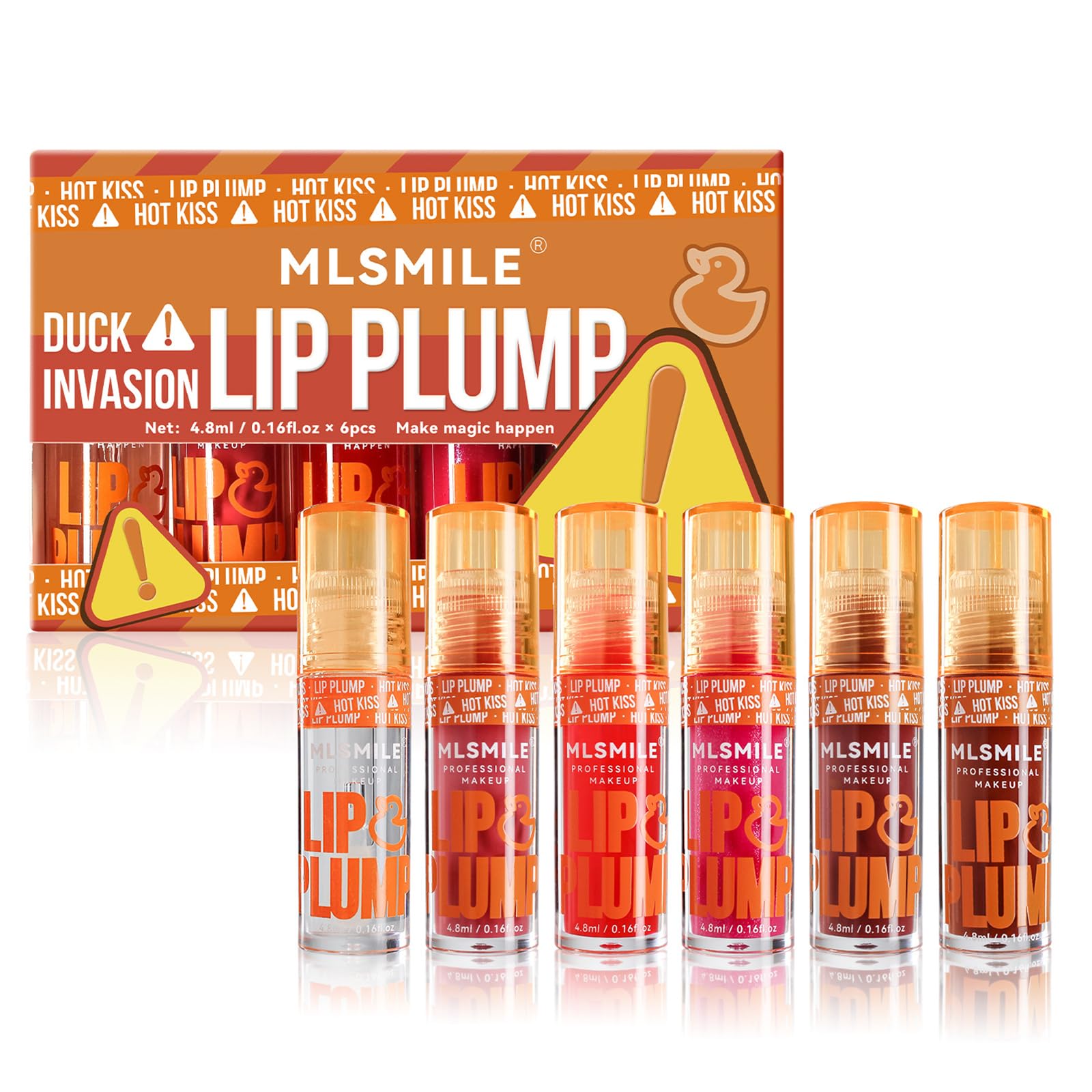 6 Colors Duck Lip Plumper Gloss, Korean Clear Plumping Lip Gloss, High Pigment No Sticky Sexy Lip Gloss, Nourishing & Non-sticky Long Lasting Fresh Clear Smooth Lip Care (A+B)