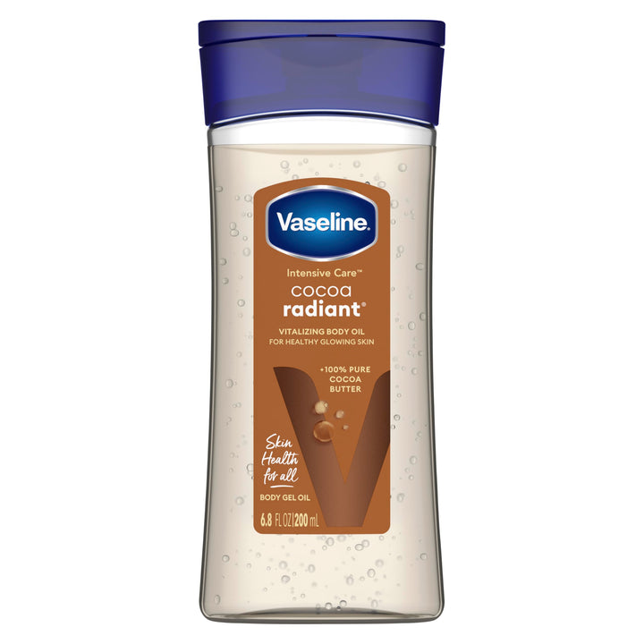 Vaseline Intensive Care Cocoa Radiant for Glowing Skin Body Gel Oil Made with Pure Cocoa Butter + Replenishing Oils 6.8 oz